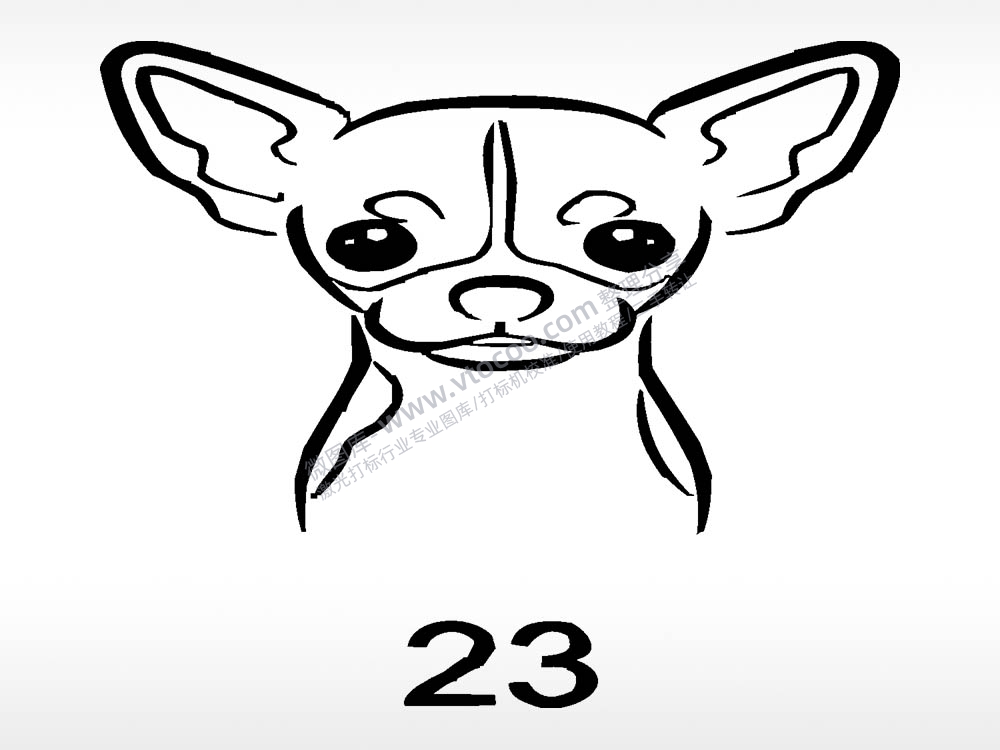 吉娃娃简笔画动物宠物狗牌AI8.0格式激光打标文件通用矢量图