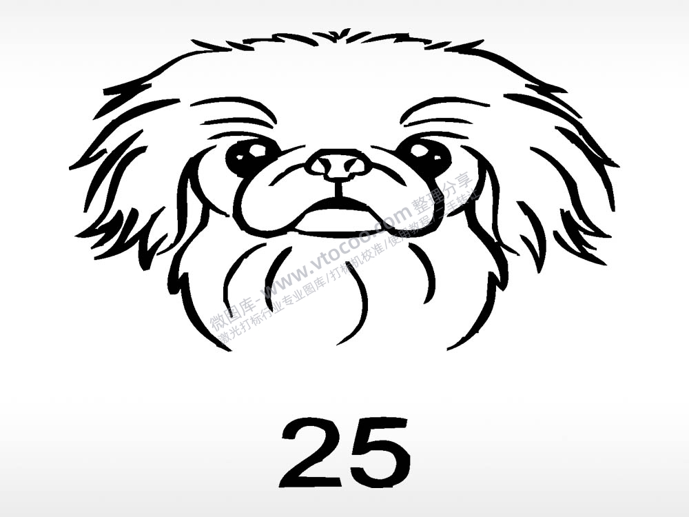 京巴简笔画动物宠物狗牌AI8.0格式激光打标文件通用矢量图