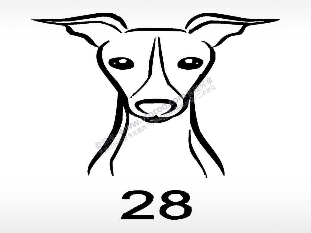 杜宾犬动物宠物狗牌AI8.0格式激光打标文件通用矢量图