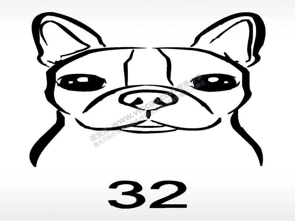 法斗简笔画动物宠物狗牌AI8.0格式激光打标文件通用矢量图