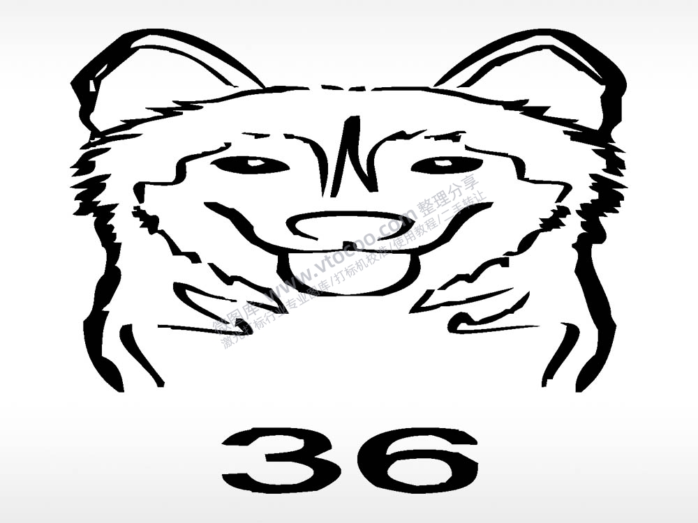 哈士奇动物宠物狗牌AI8.0格式激光打标文件通用矢量图