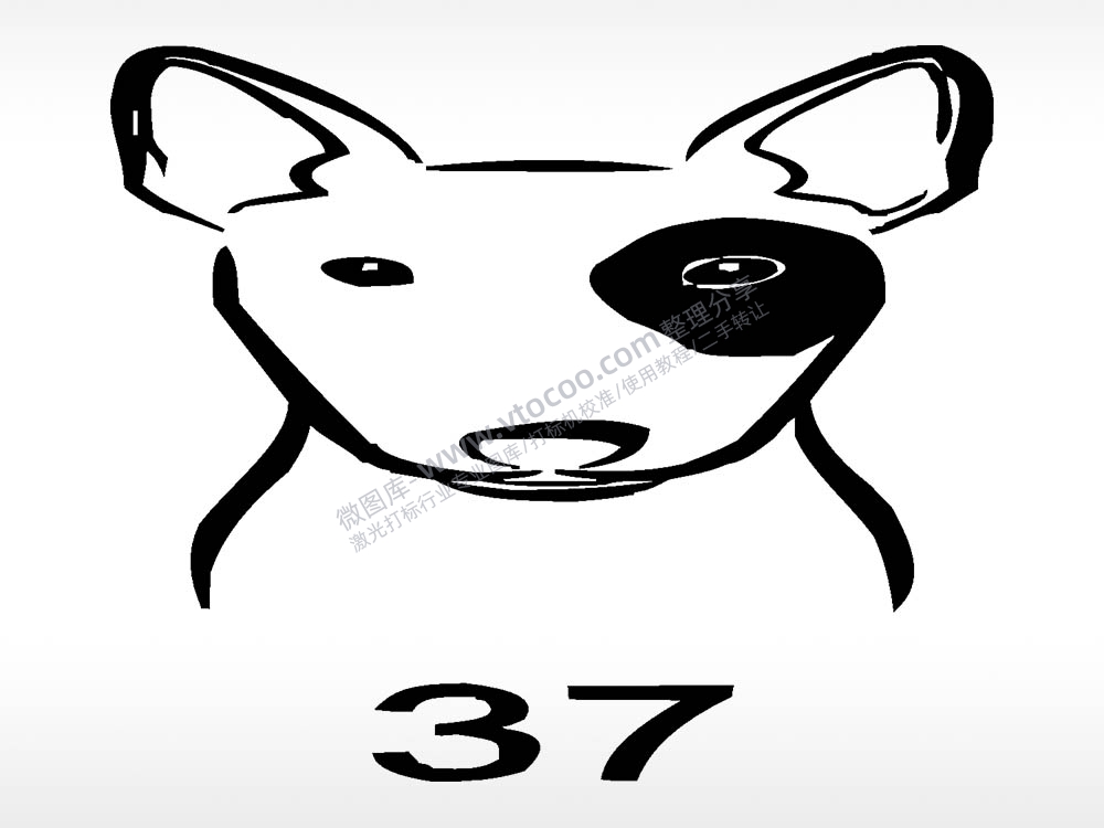 牛头梗动物宠物狗牌AI8.0格式激光打标文件通用矢量图