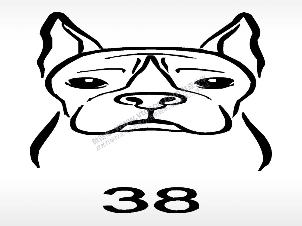 斗牛犬动物宠物狗牌AI8.0格式激光打标文件通用矢量图