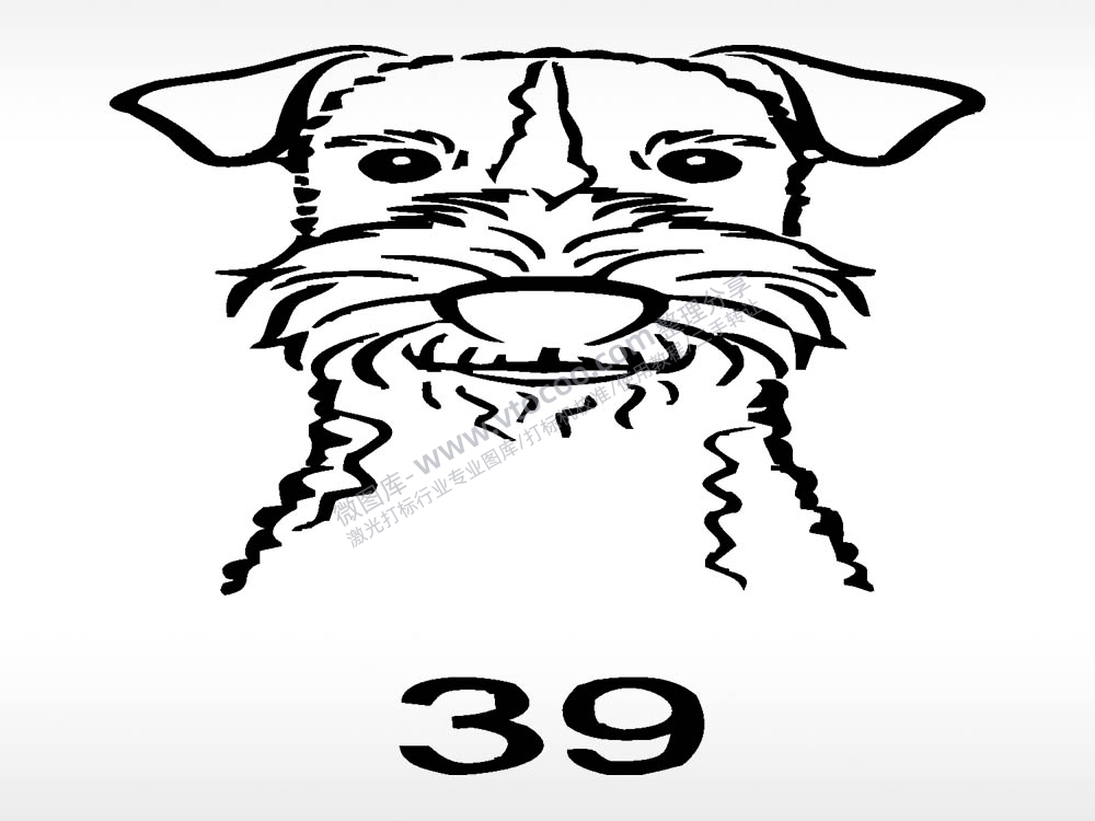 雪纳瑞简笔画动物宠物狗牌AI8.0格式激光打标文件通用矢量图