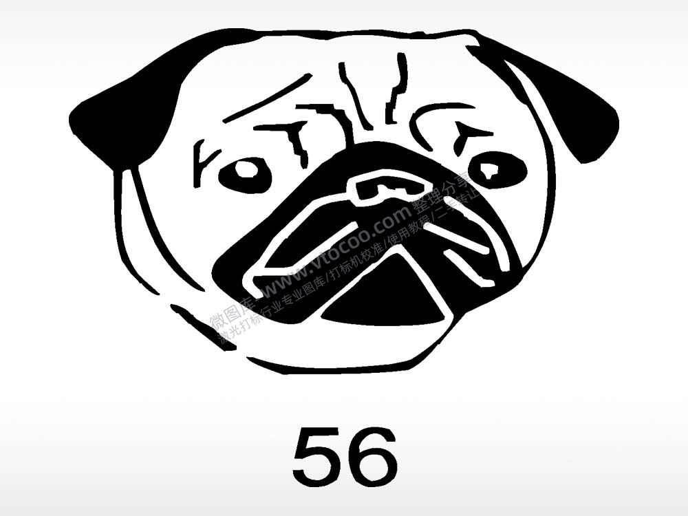 哈巴狗动物宠物狗牌AI8.0格式激光打标文件通用矢量图