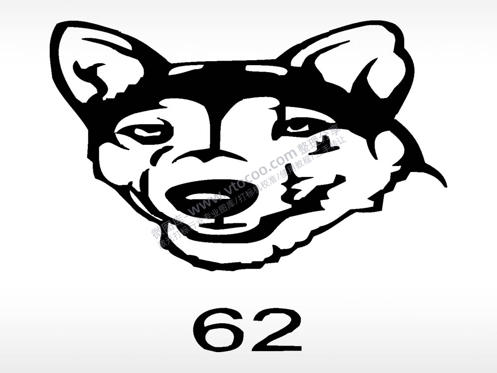 哈士奇动物宠物狗牌AI8.0格式激光打标文件通用矢量图