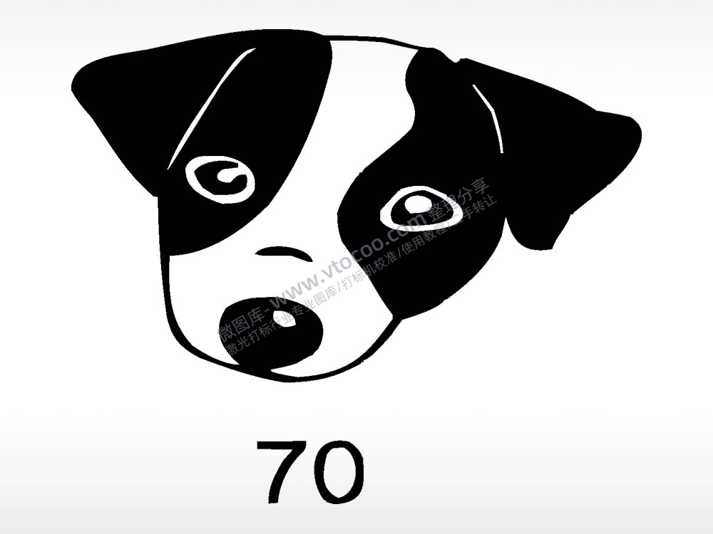 黑白狗动物宠物狗牌AI8.0格式激光打标文件通用矢量图
