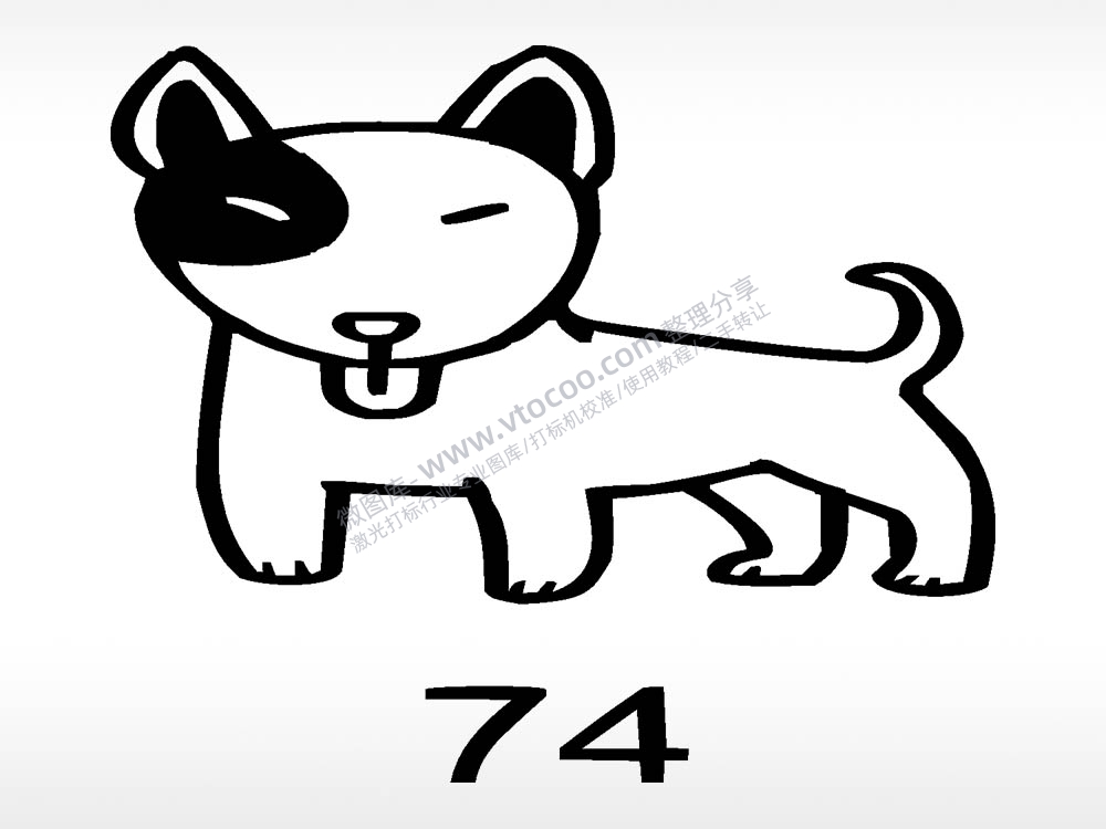 狗简笔画动物宠物狗牌AI8.0格式激光打标文件通用矢量图