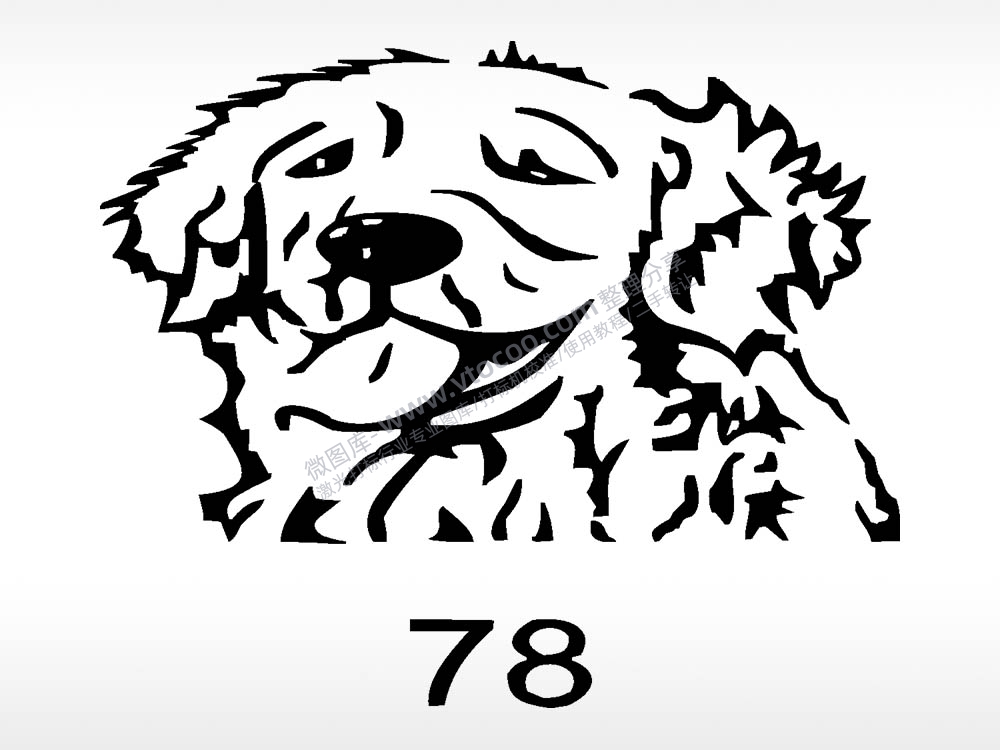 金毛动物宠物狗牌AI8.0格式激光打标文件通用矢量图