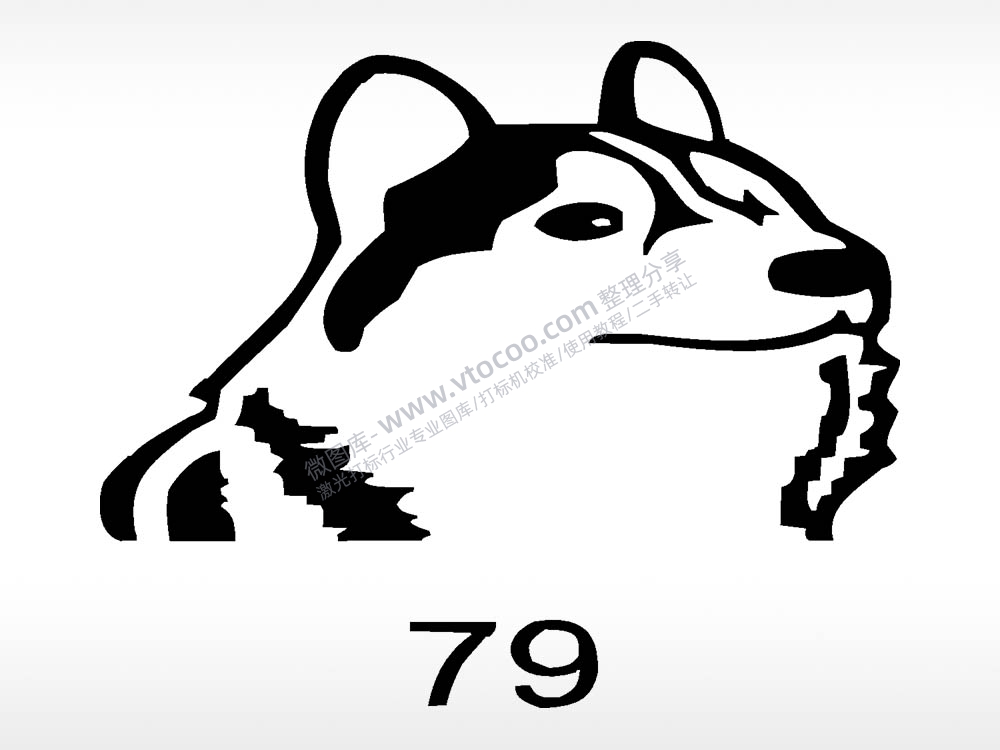 哈士奇动物宠物狗牌AI8.0格式激光打标文件通用矢量图