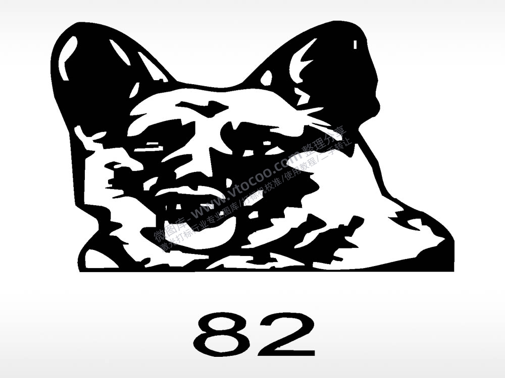 德牧动物宠物狗牌AI8.0格式激光打标文件通用矢量图