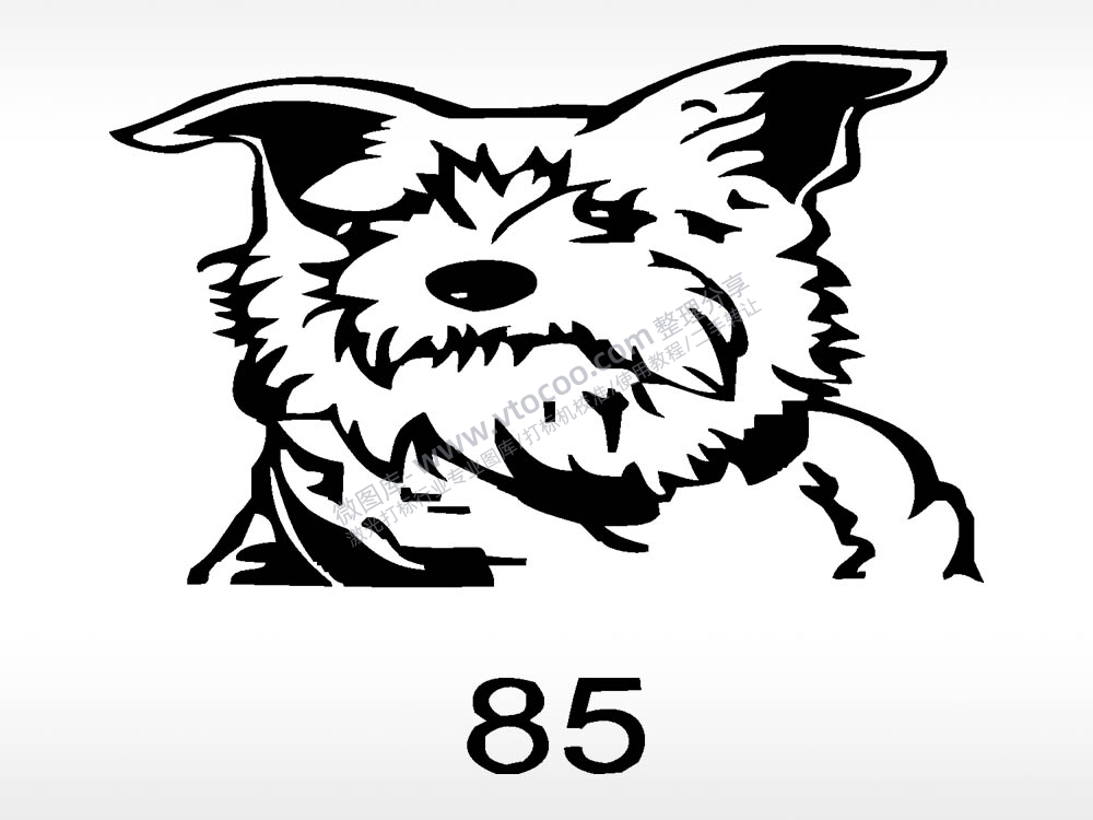 雪纳瑞动物宠物狗牌AI8.0格式激光打标文件通用矢量图