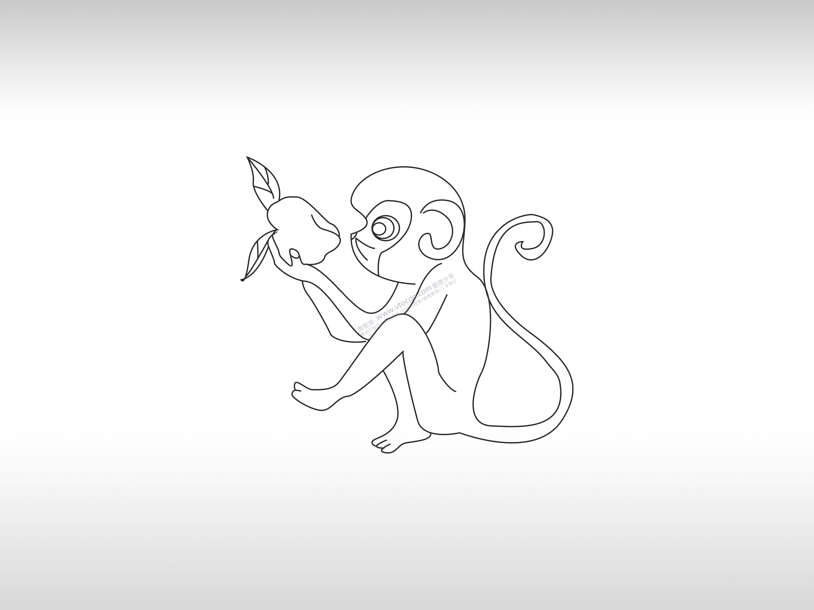 生肖猴十二生肖圆明园运势算命AI8.0格式激光打标文件通用矢量图