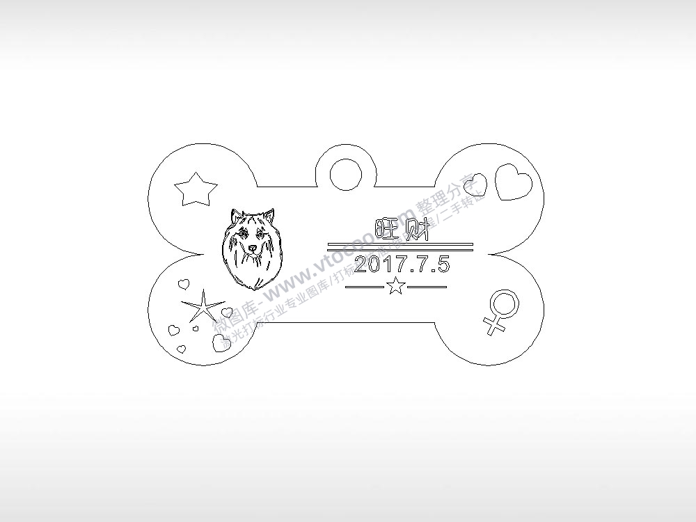 长方形版2宠物狗牌PLT格式激光打标文件通用矢量图