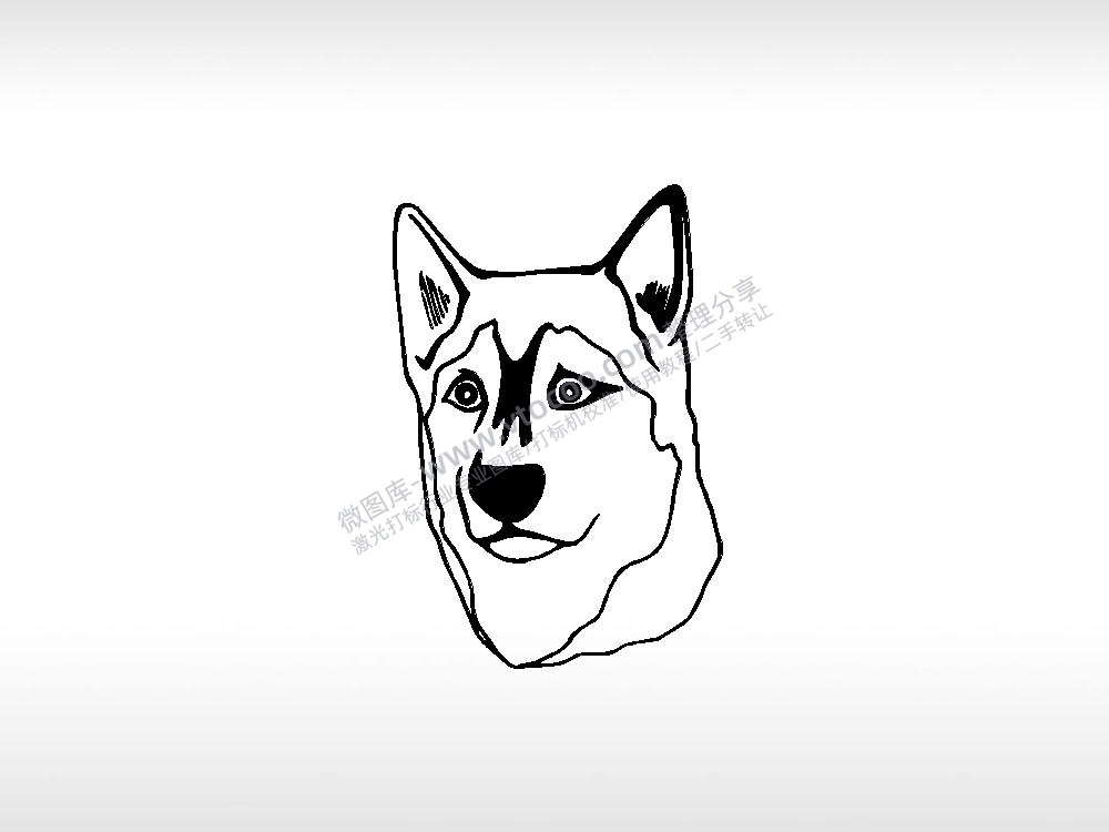 阿拉斯加1狗图像狗牌PLT格式激光打标文件通用矢量图