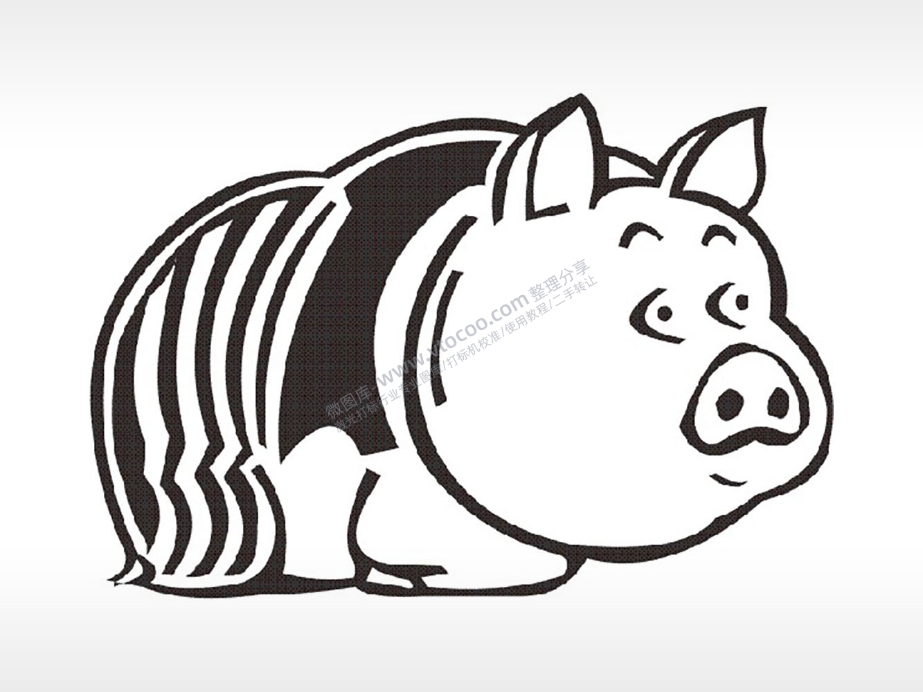 猪猪十二生肖卡通模板PLT格式激光打标文件通用矢量图