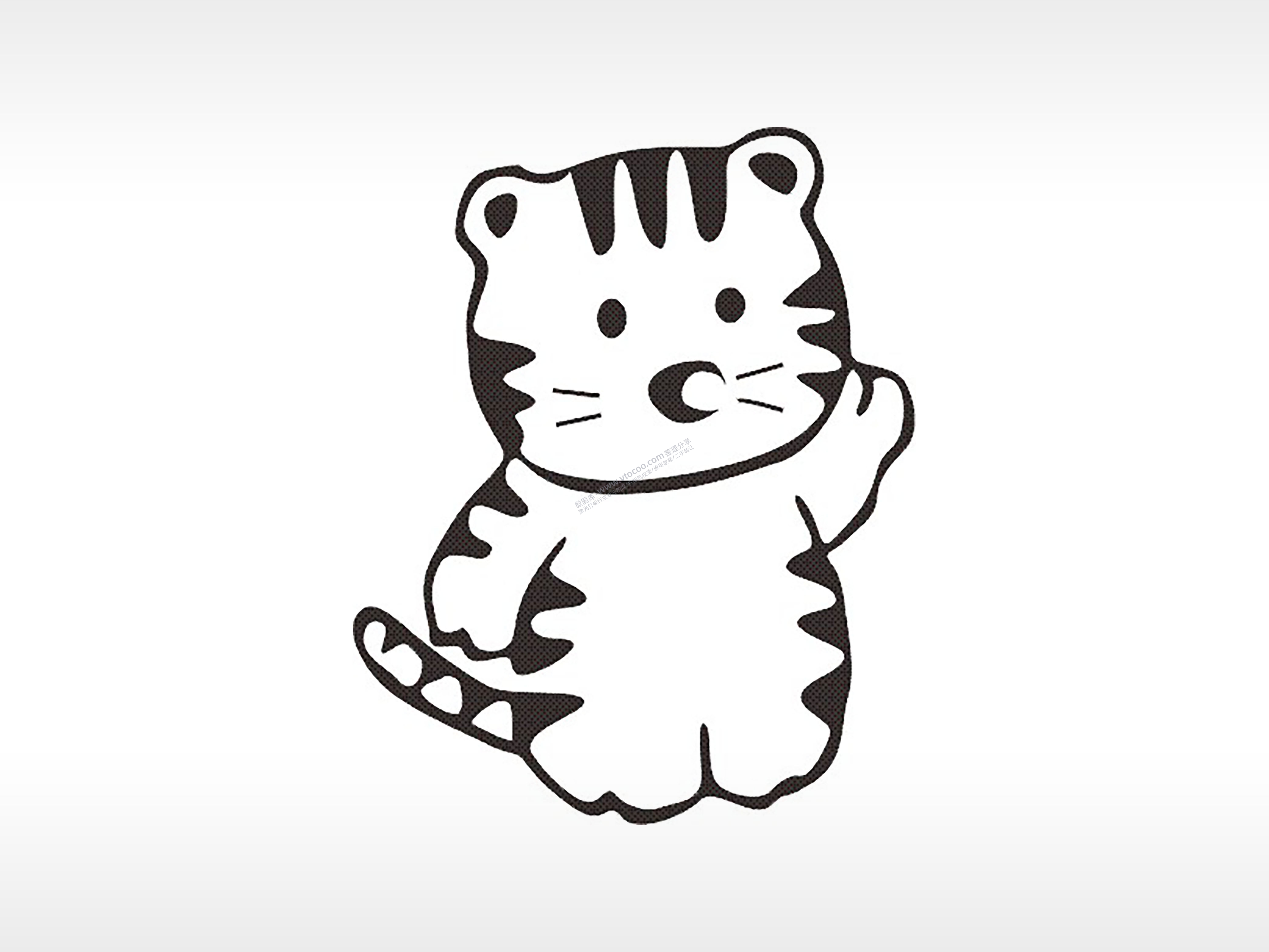 老虎幼崽十二生肖卡通模板PLT格式激光打标文件通用矢量图