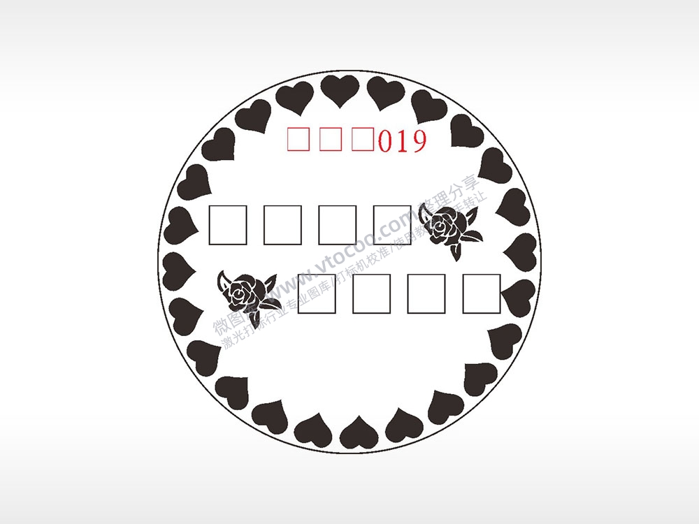 爱心玫瑰花填字游戏硬币AI8.0格式激光打标文件通用矢量图