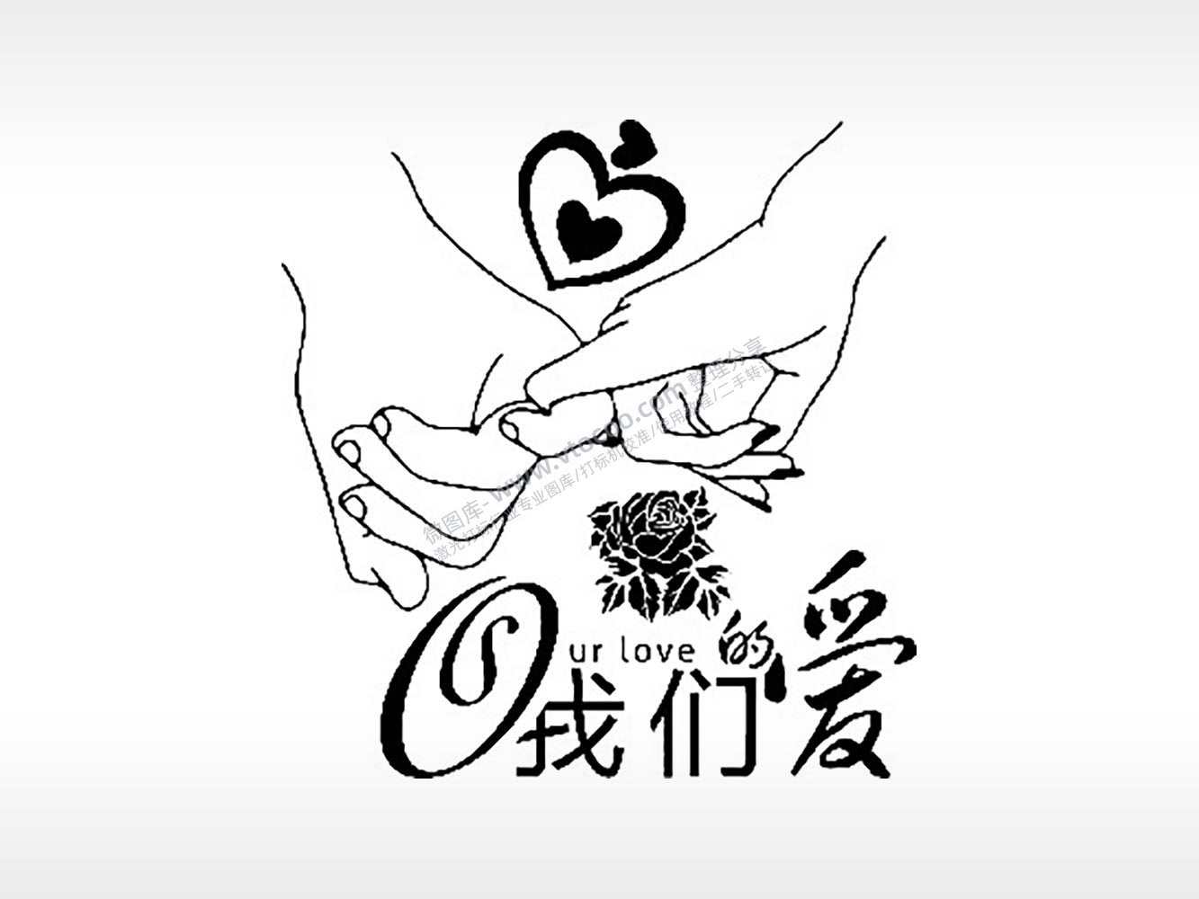 我们的爱玫瑰花情侣组合模板PLT格式激光打标文件通用矢量图