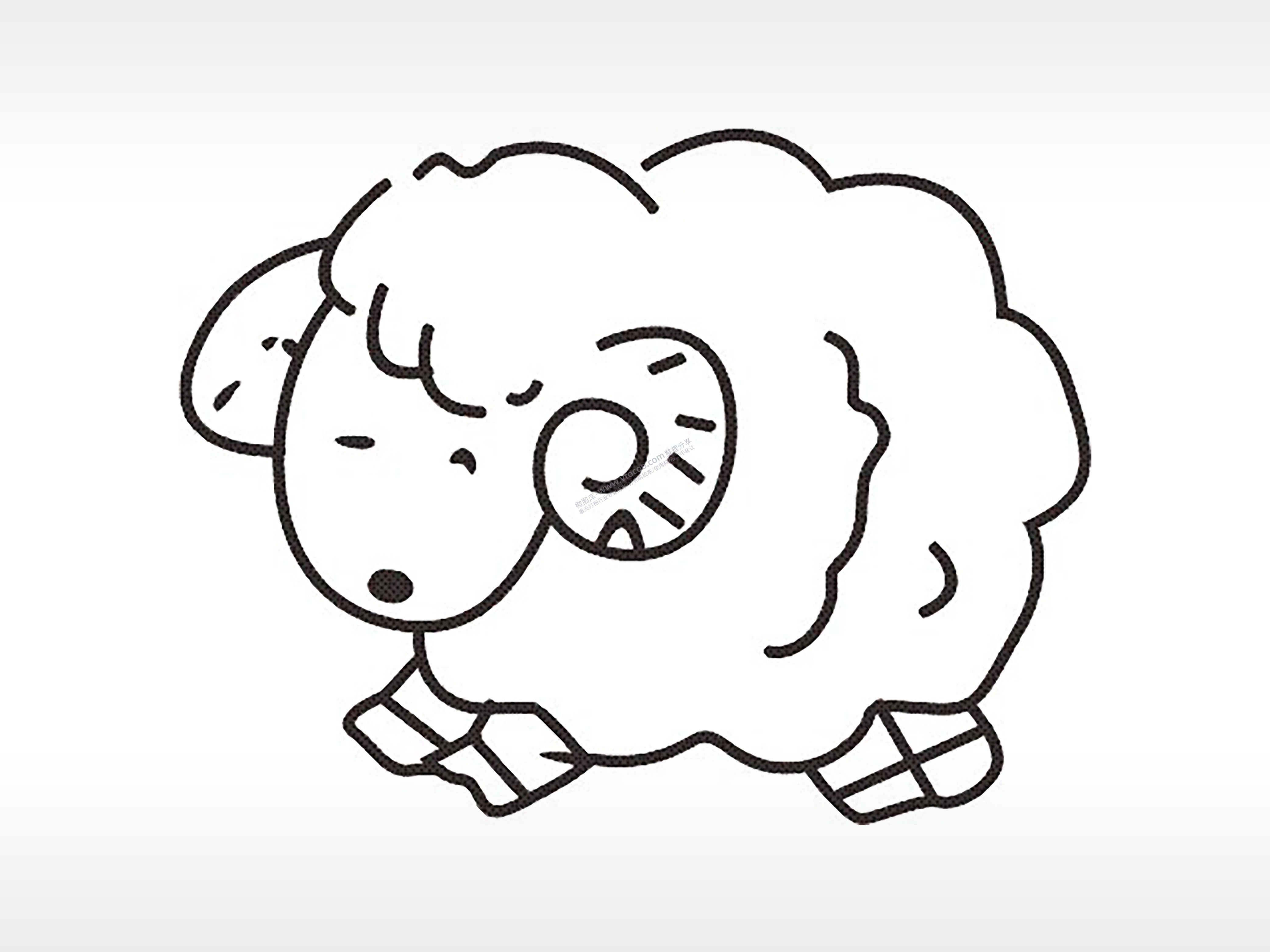 绵羊十二生肖卡通模板PLT格式激光打标文件通用矢量图