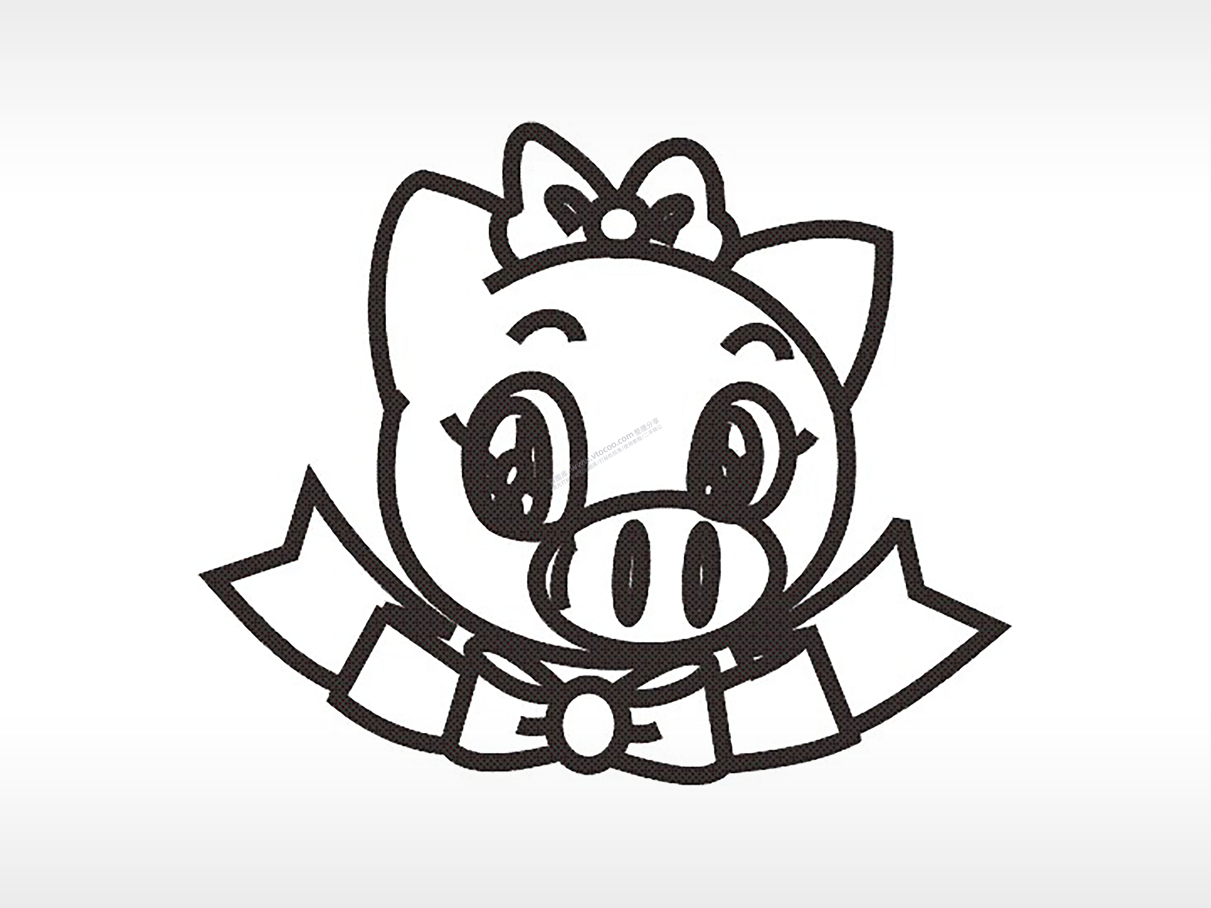 猪猪蝴蝶结十二生肖卡通模板PLT格式激光打标文件通用矢量图