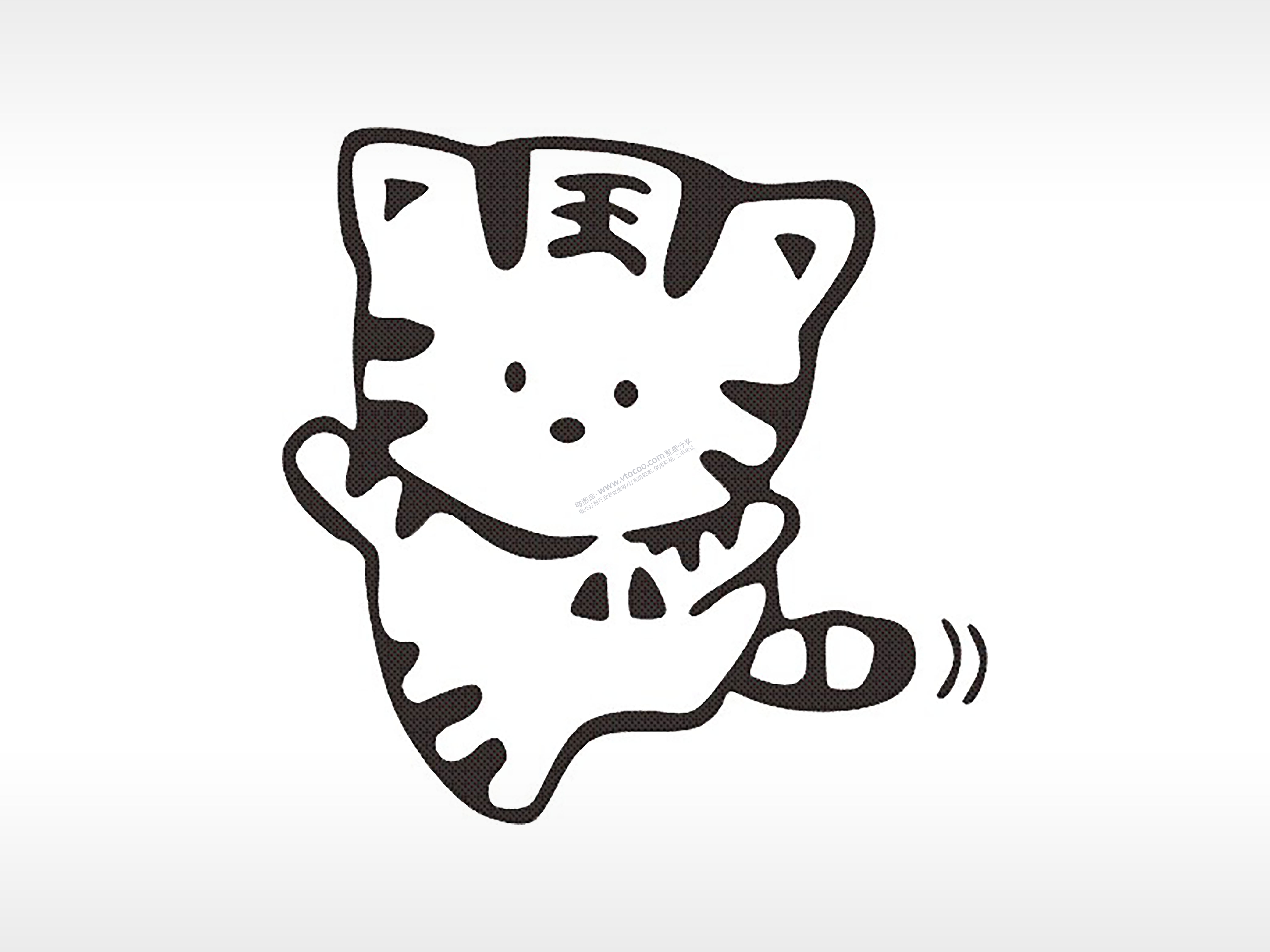 老虎十二生肖卡通模板PLT格式激光打标文件通用矢量图