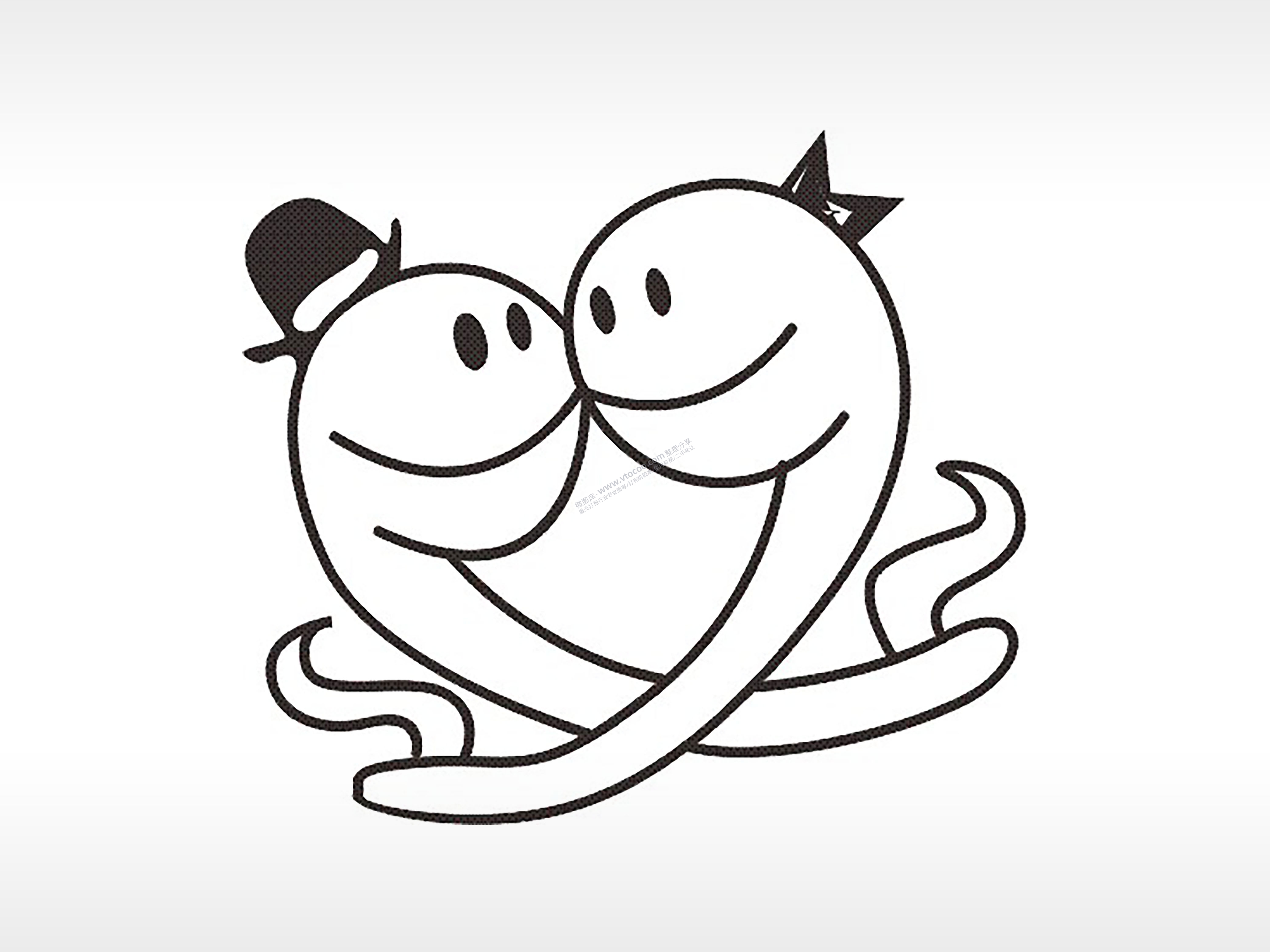 双蛇跳舞十二生肖卡通模板PLT格式激光打标文件通用矢量图