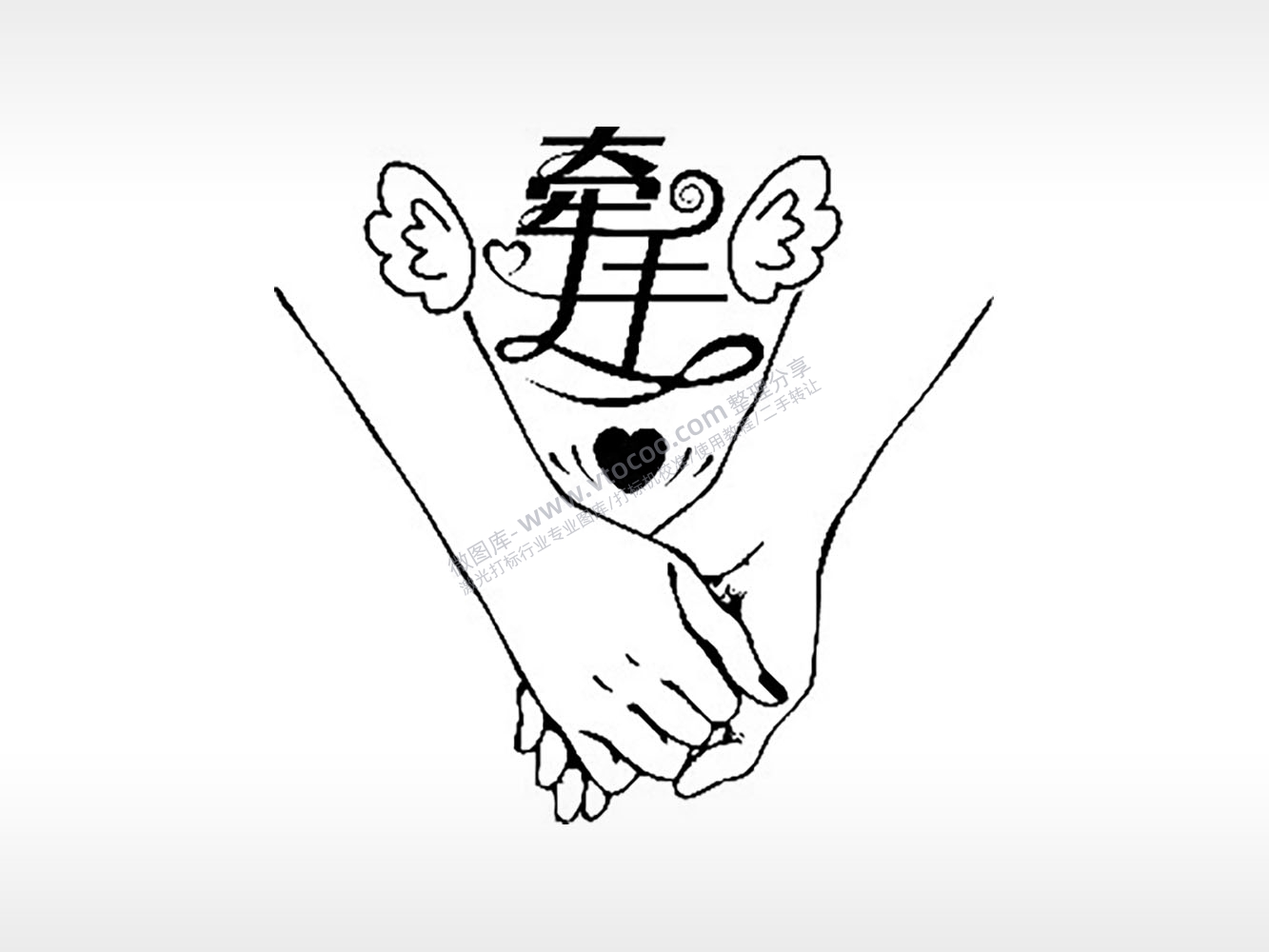 牵手情侣组合模板PLT格式激光打标文件通用矢量图