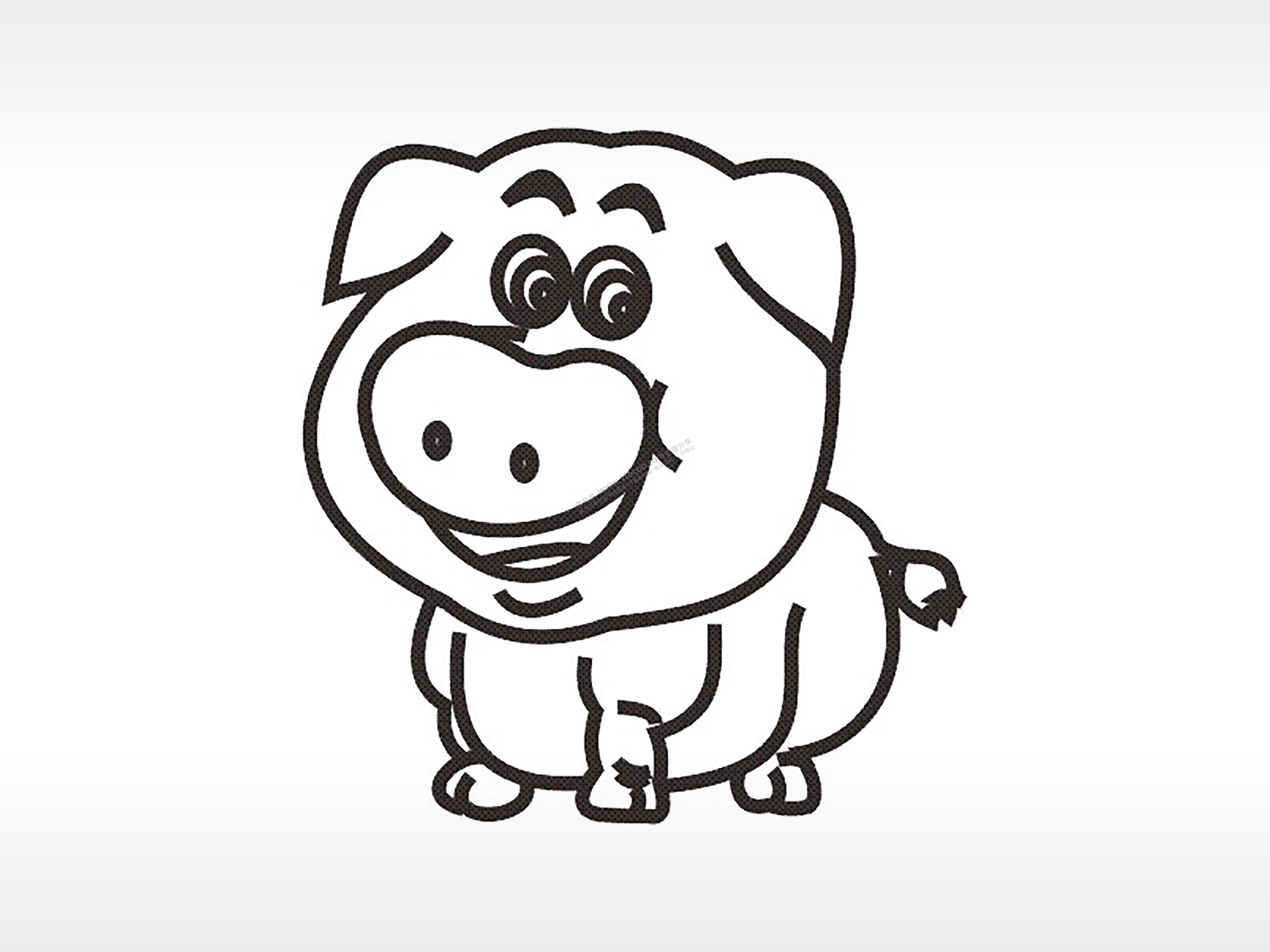 猪十二生肖卡通模板PLT格式激光打标文件通用矢量图