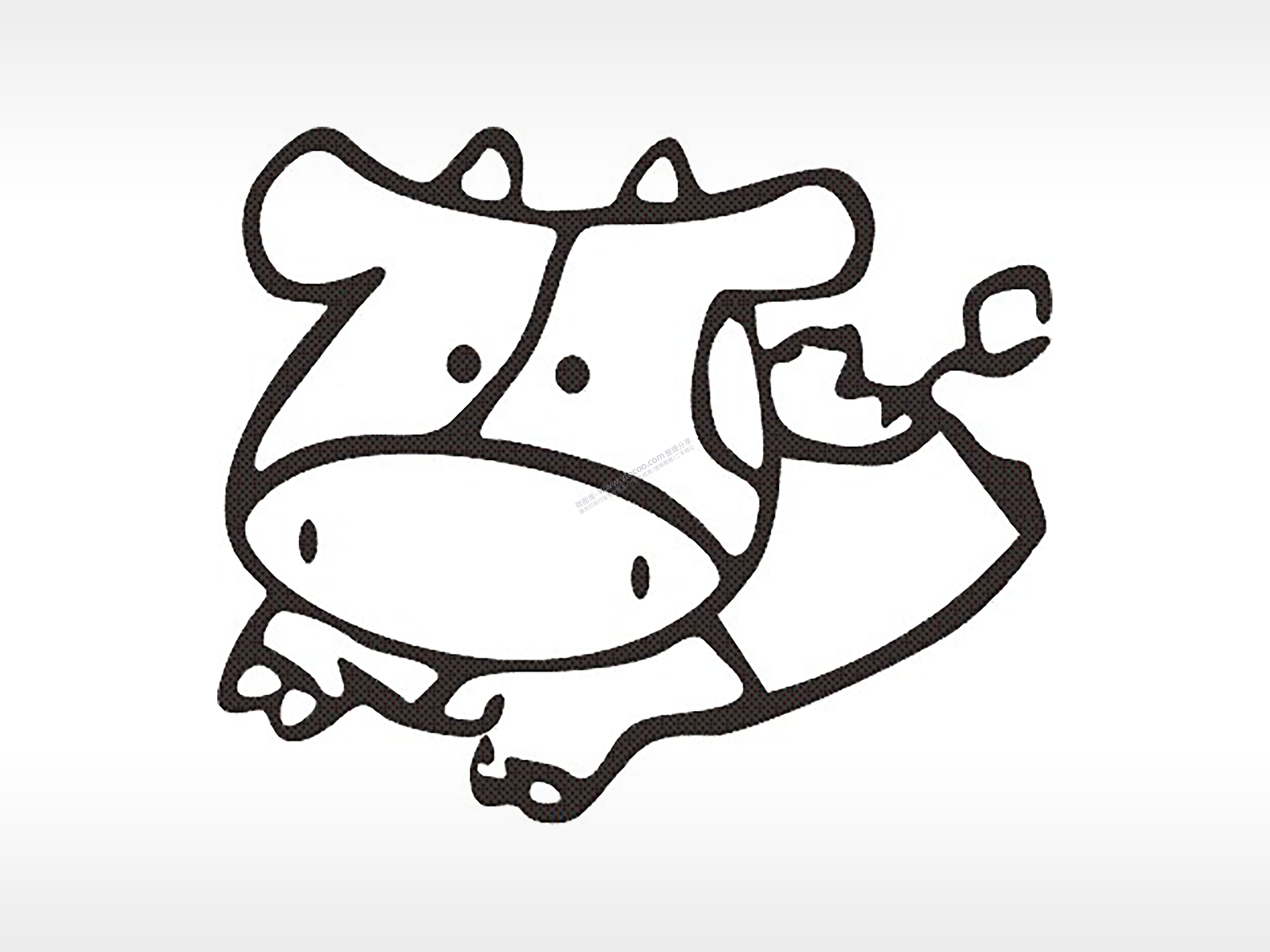 奶牛十二生肖卡通模板PLT格式激光打标文件通用矢量图