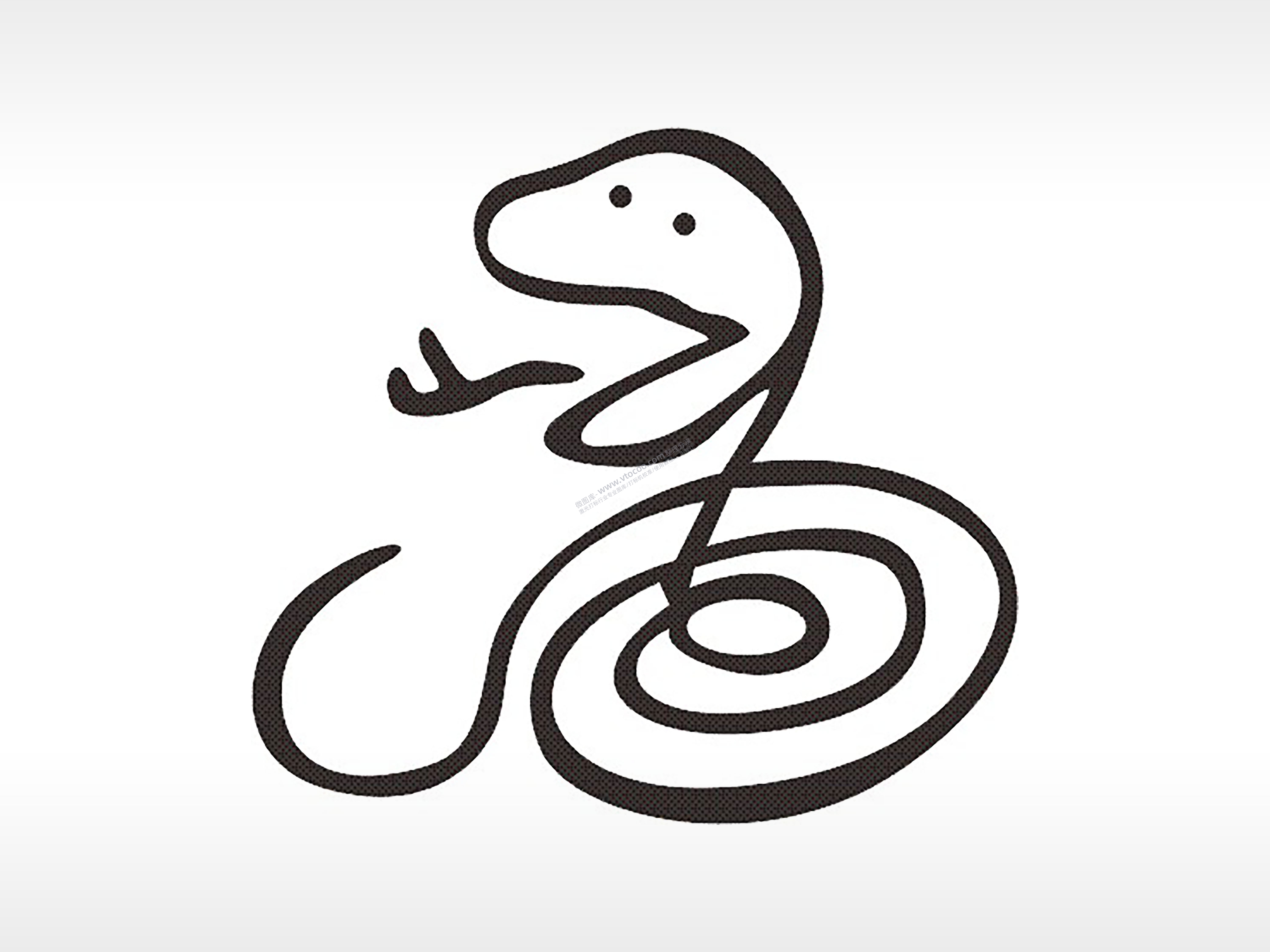 蛇吐舌十二生肖卡通模板PLT格式激光打标文件通用矢量图