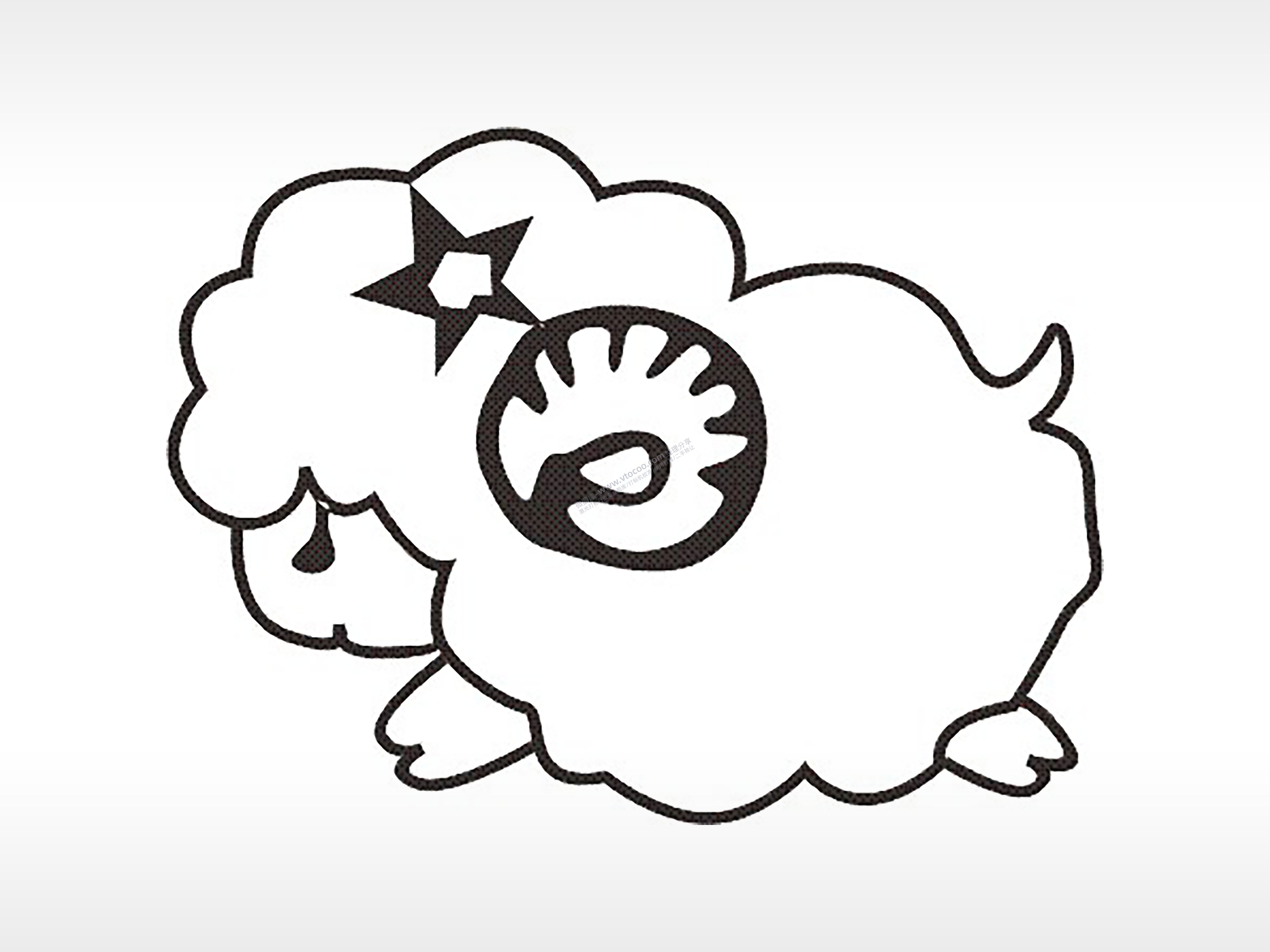 绵羊十二生肖卡通模板PLT格式激光打标文件通用矢量图