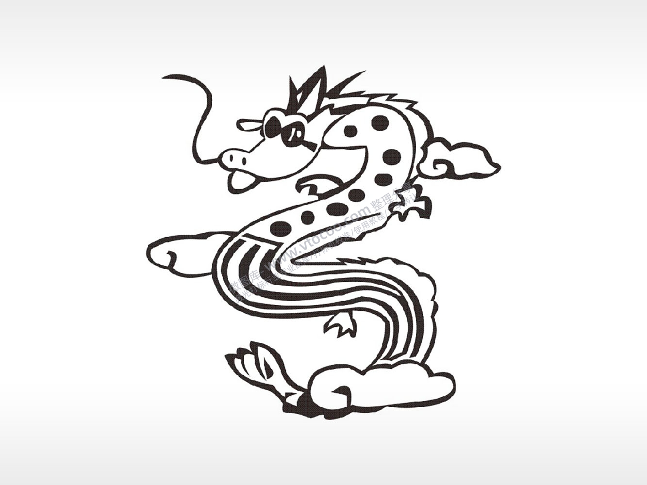 中国龙十二生肖卡通模板PLT格式激光打标文件通用矢量图