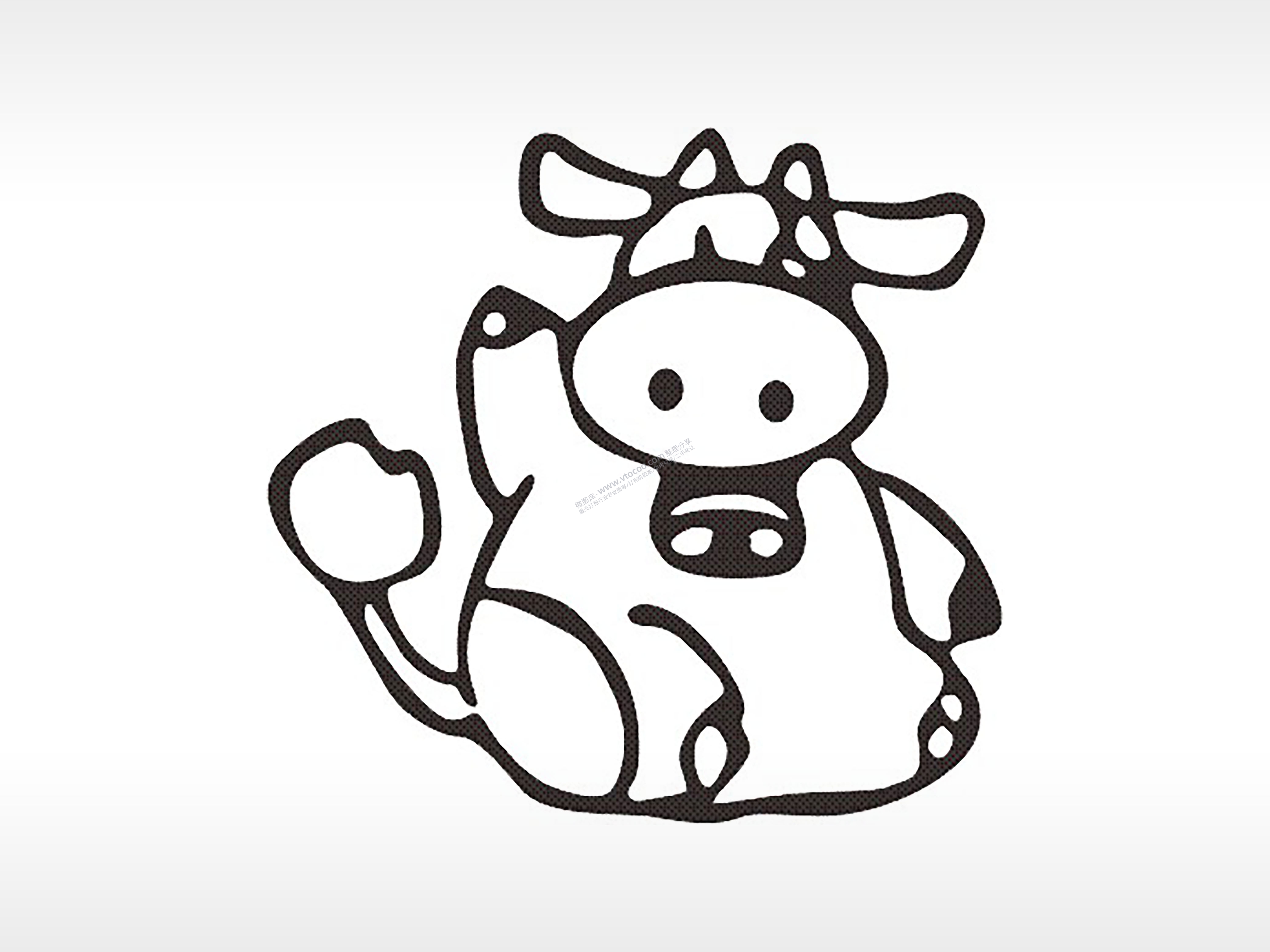 奶牛十二生肖卡通模板PLT格式激光打标文件通用矢量图