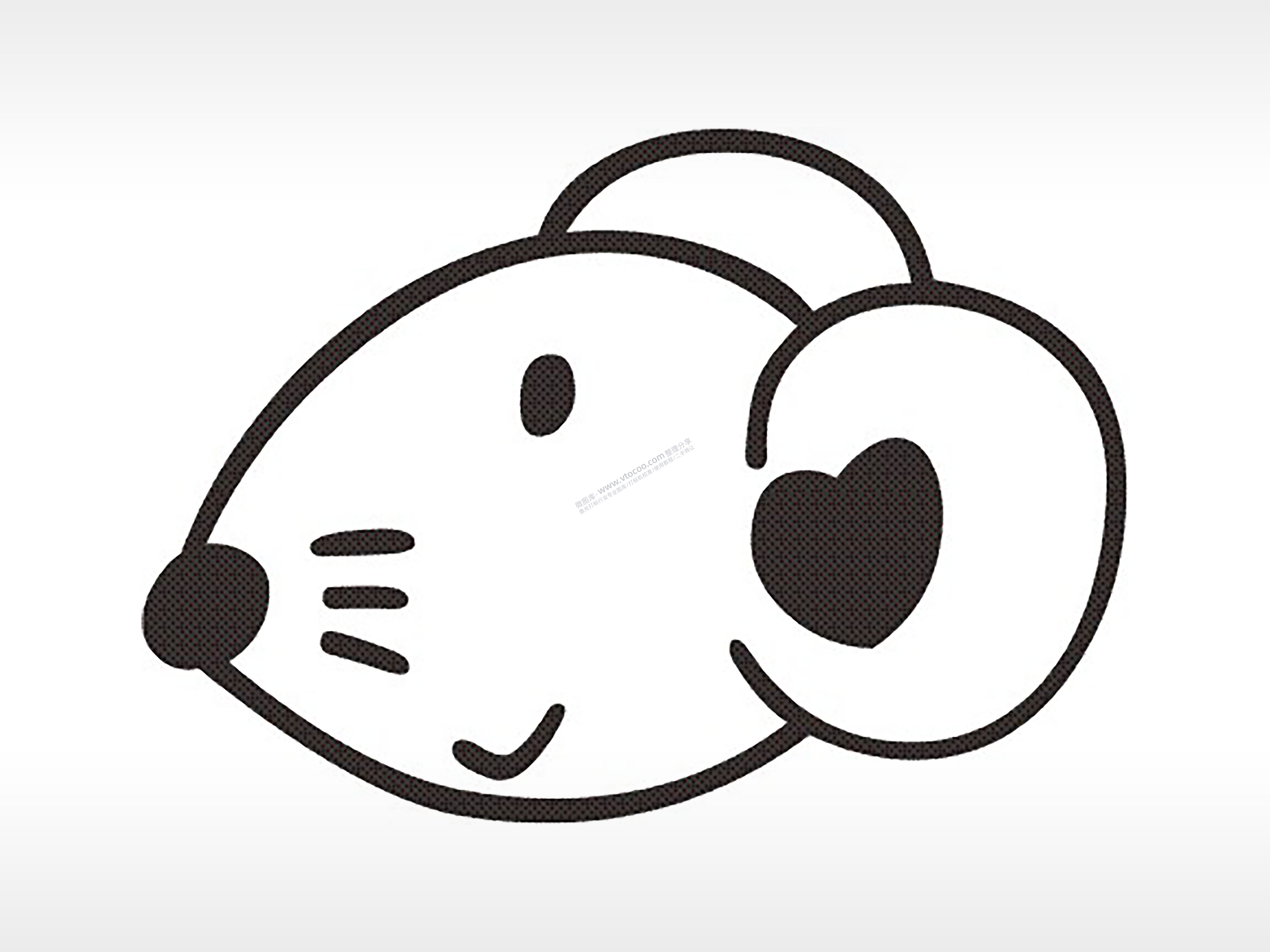 老鼠头十二生肖卡通模板PLT格式激光打标文件通用矢量图