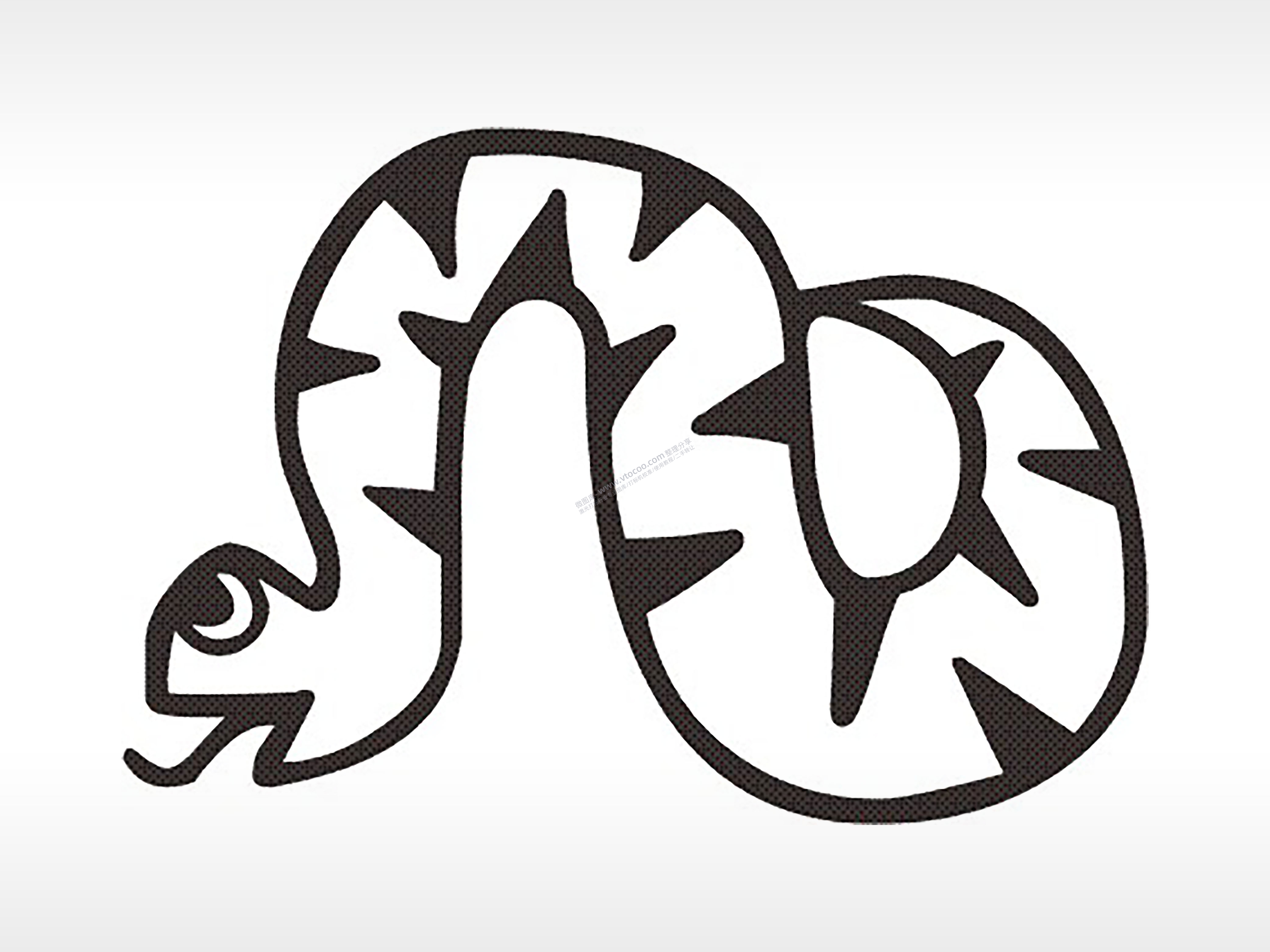 蛇十二生肖卡通模板PLT格式激光打标文件通用矢量图