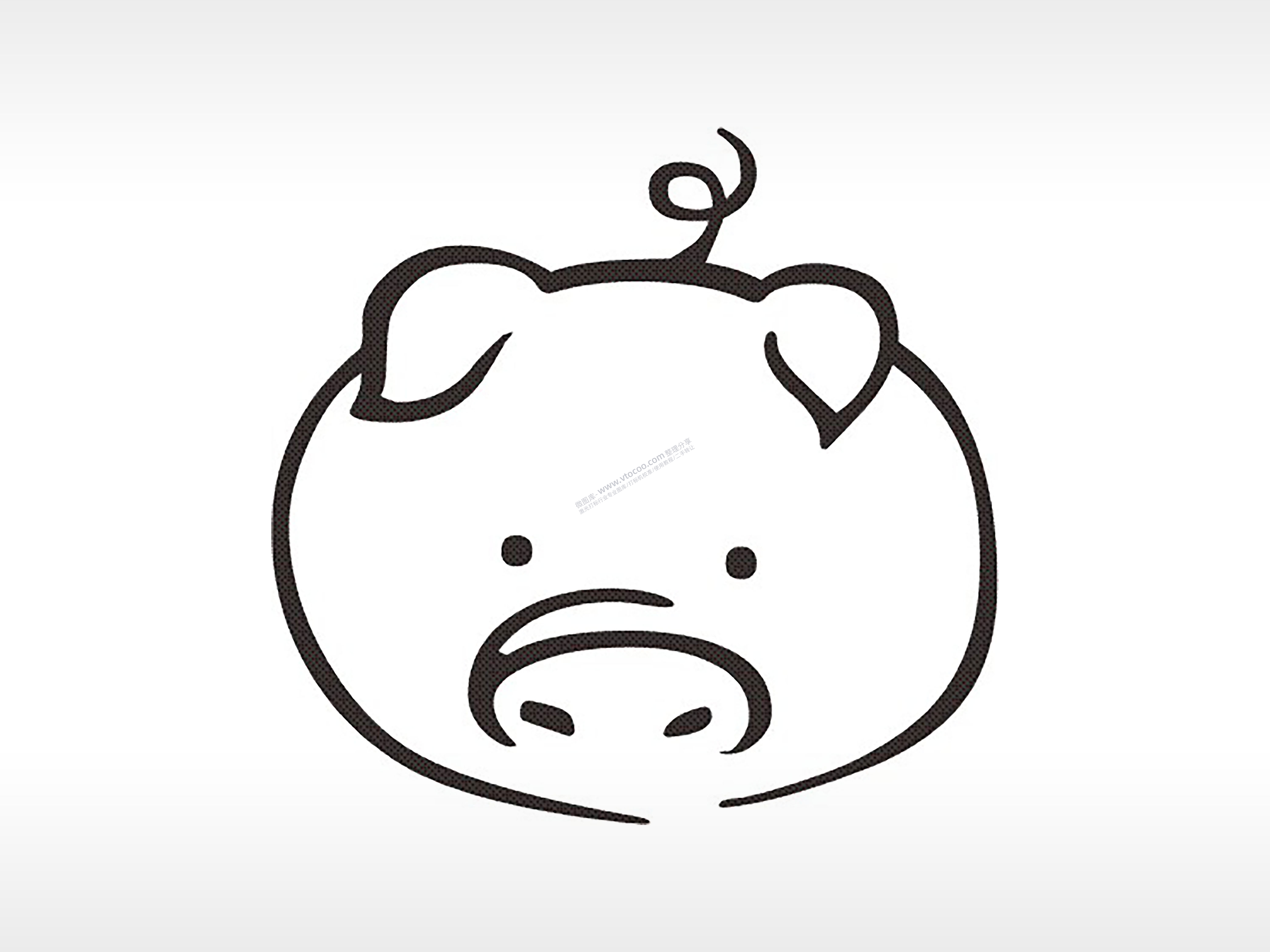 猪头十二生肖卡通模板PLT格式激光打标文件通用矢量图