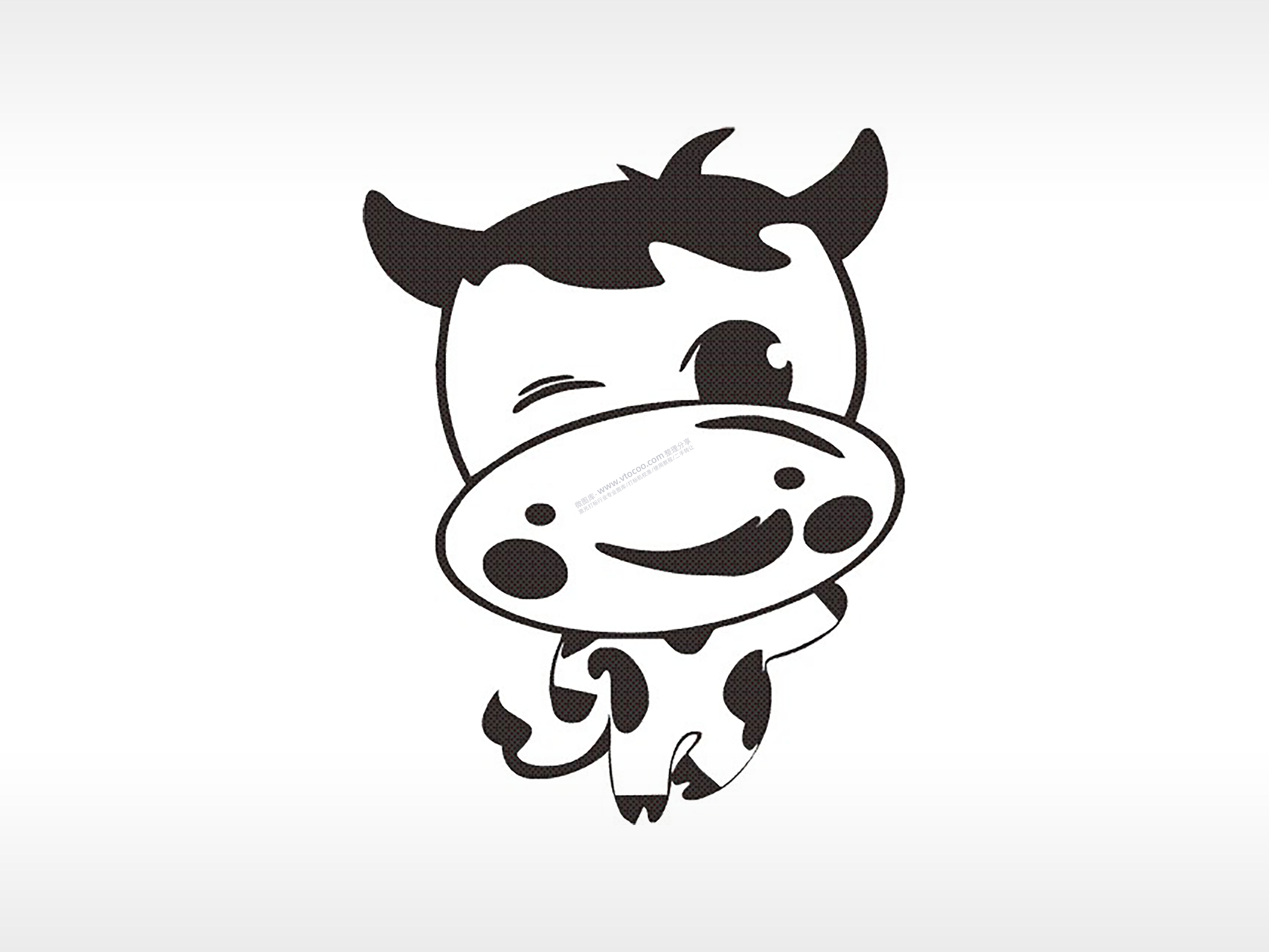 奶牛十二生肖卡通模板PLT格式激光打标文件通用矢量图