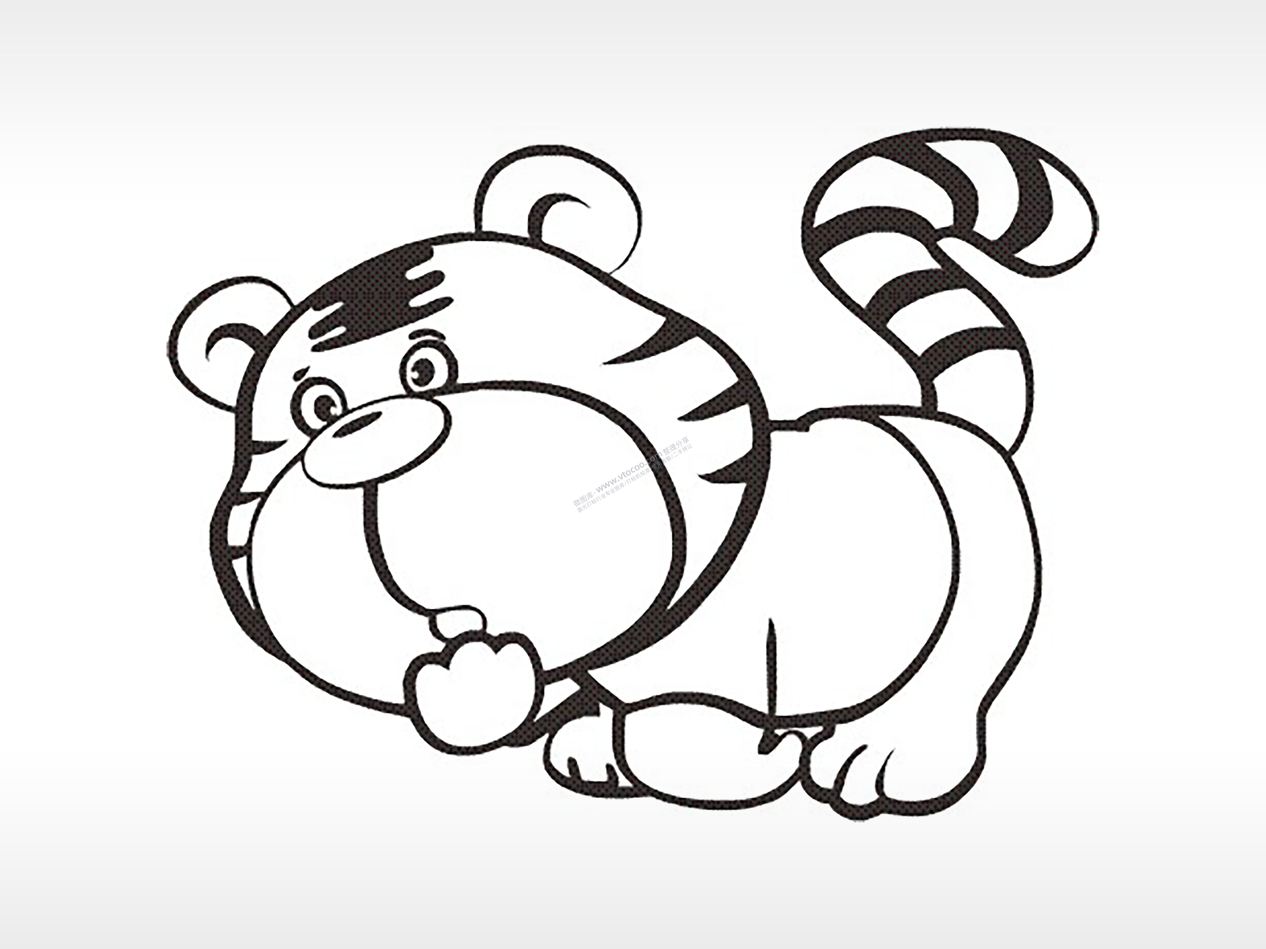 可爱虎十二生肖卡通模板PLT格式激光打标文件通用矢量图