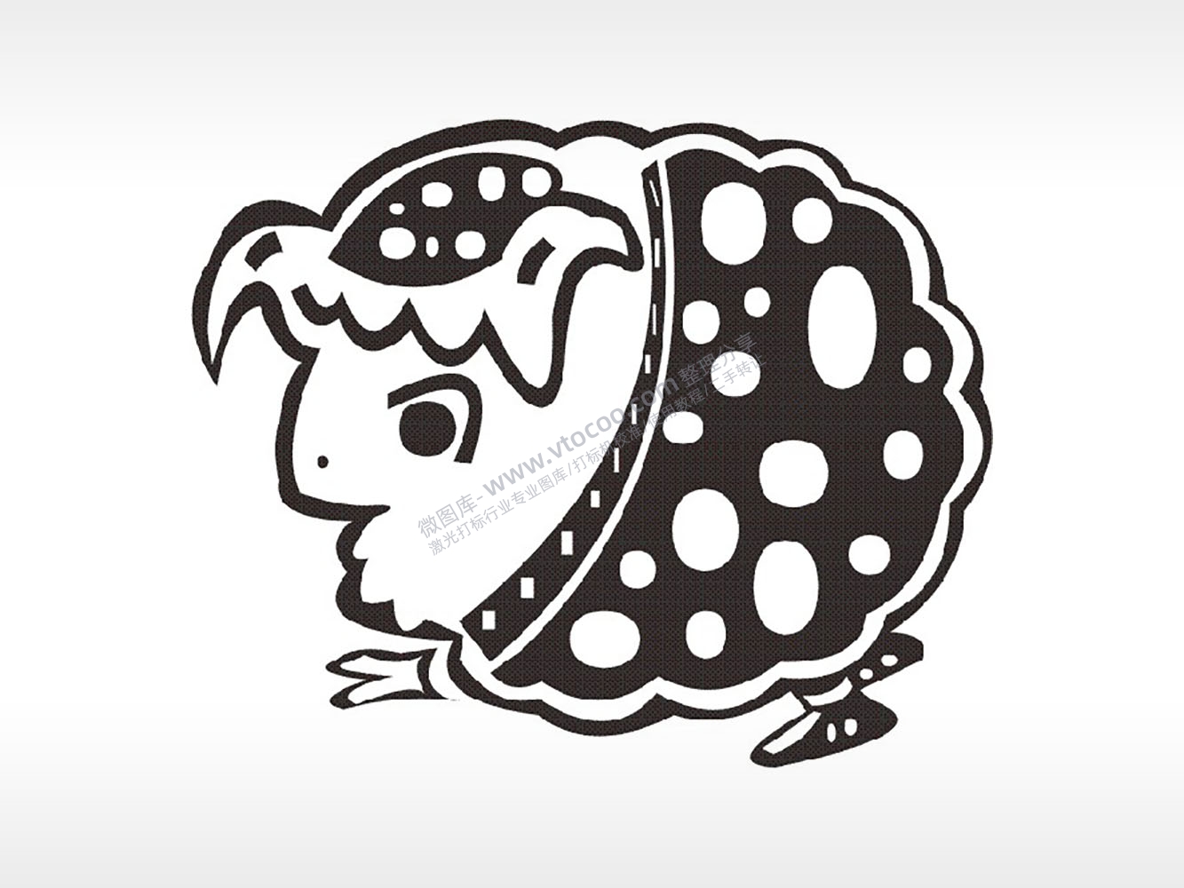 绵羊十二生肖卡通模板PLT格式激光打标文件通用矢量图