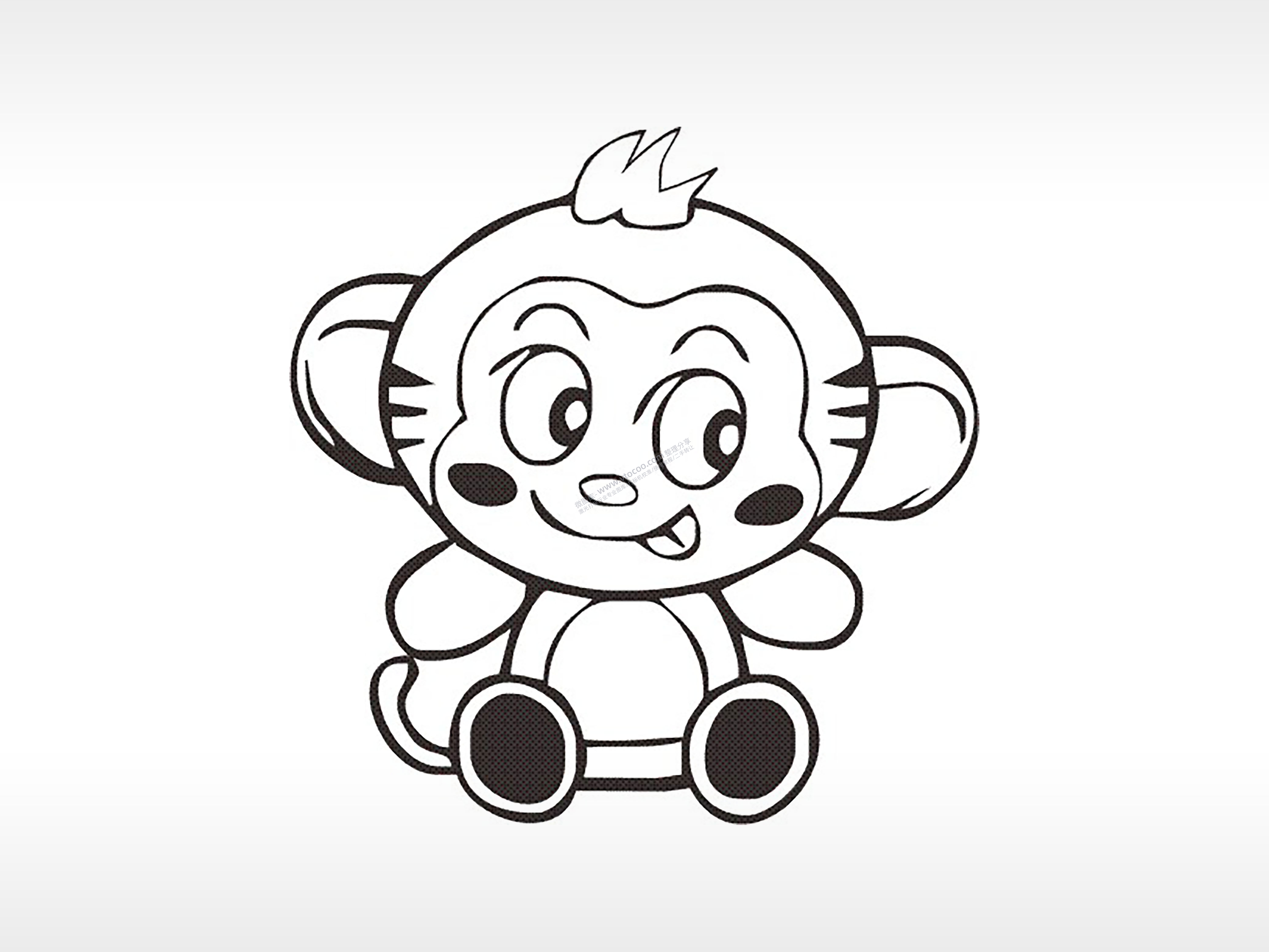 小猴子十二生肖卡通模板PLT格式激光打标文件通用矢量图