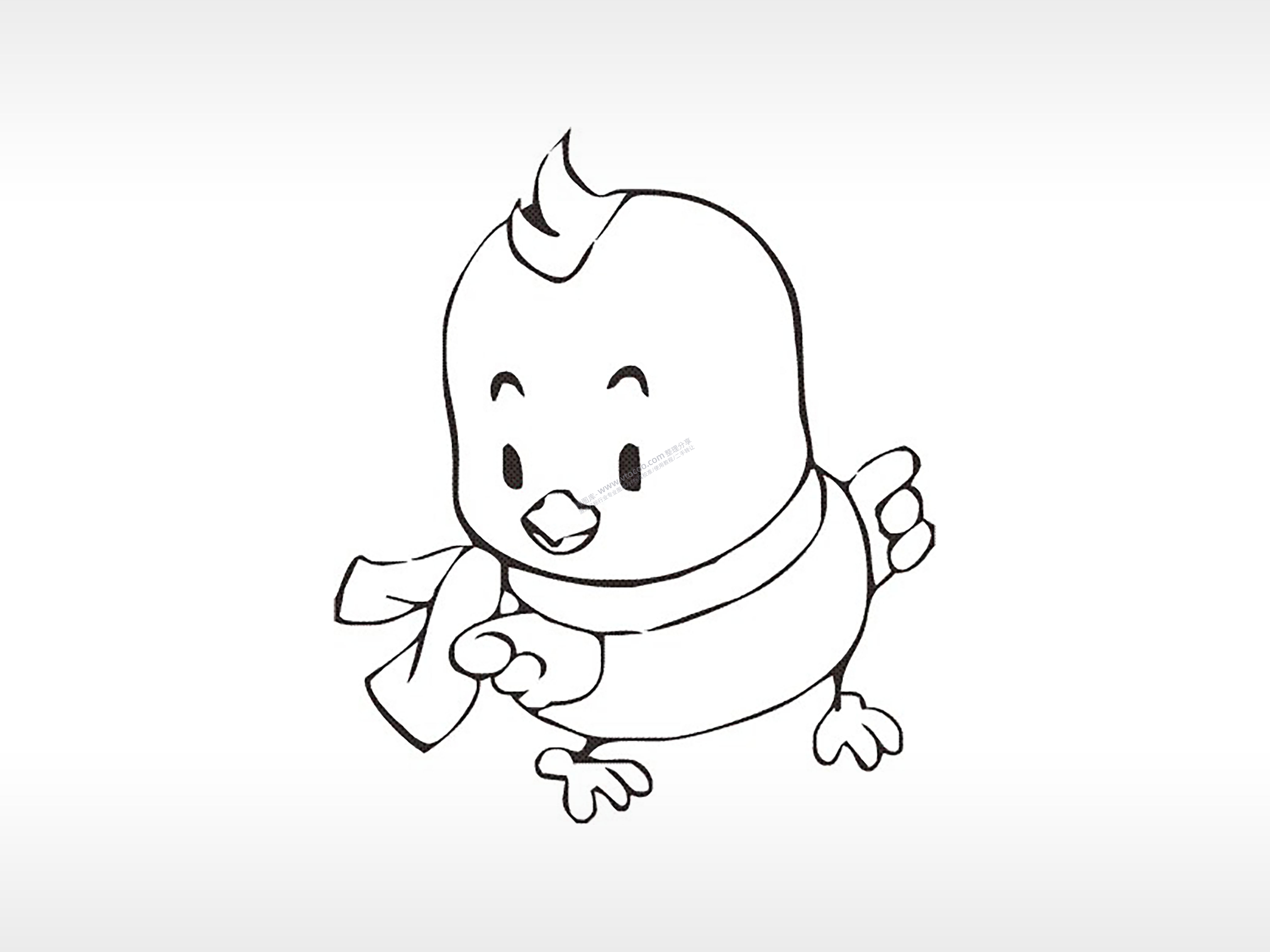 鸡仔十二生肖卡通模板PLT格式激光打标文件通用矢量图