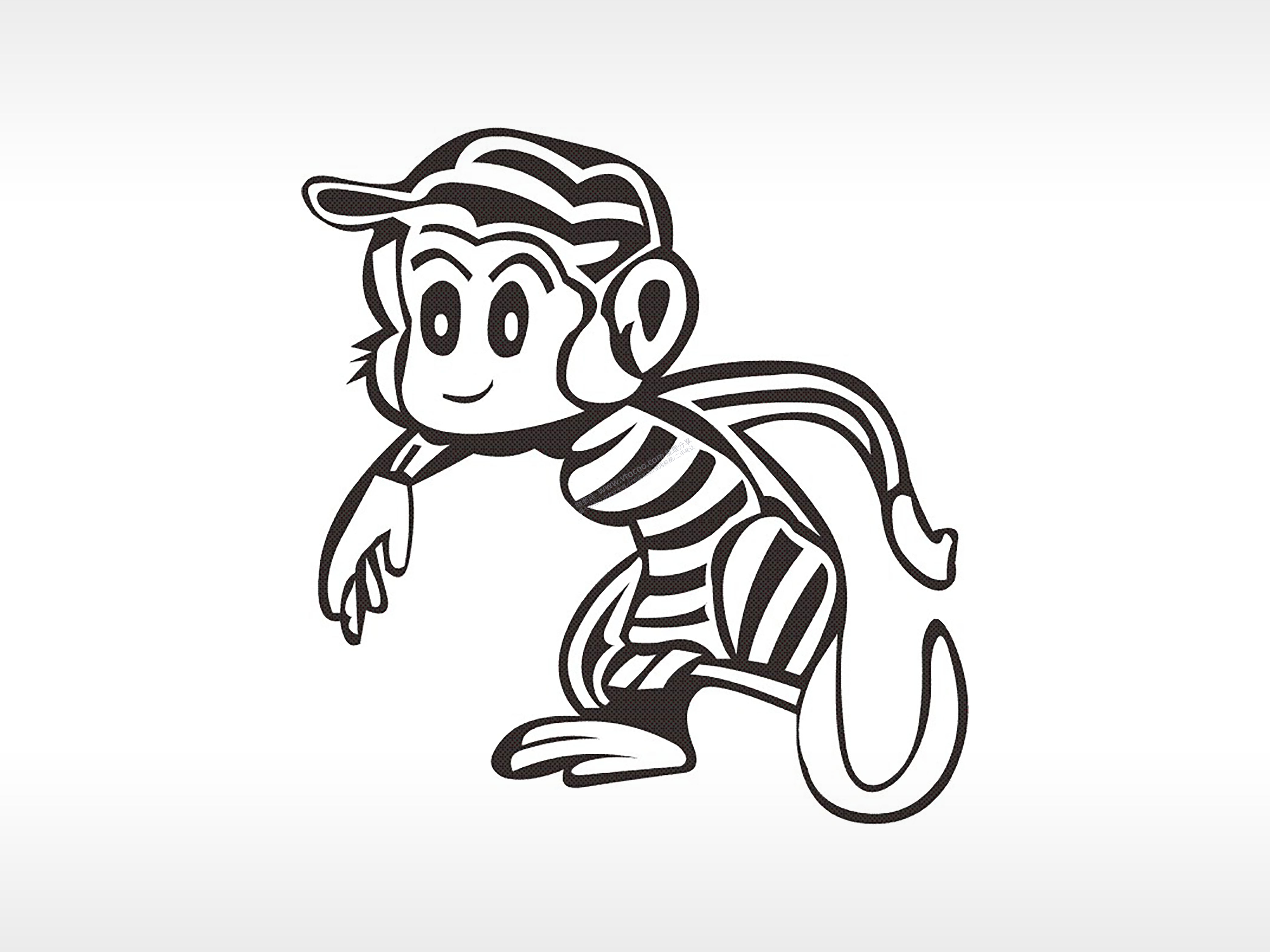 猴子马戏团十二生肖卡通模板PLT格式激光打标文件通用矢量图