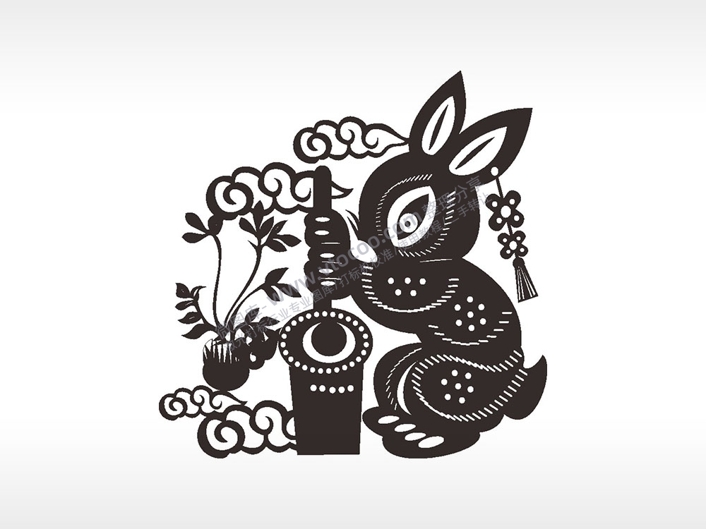 玉兔做月饼浮云中秋节日快乐AI8.0格式激光打标文件通用矢量图