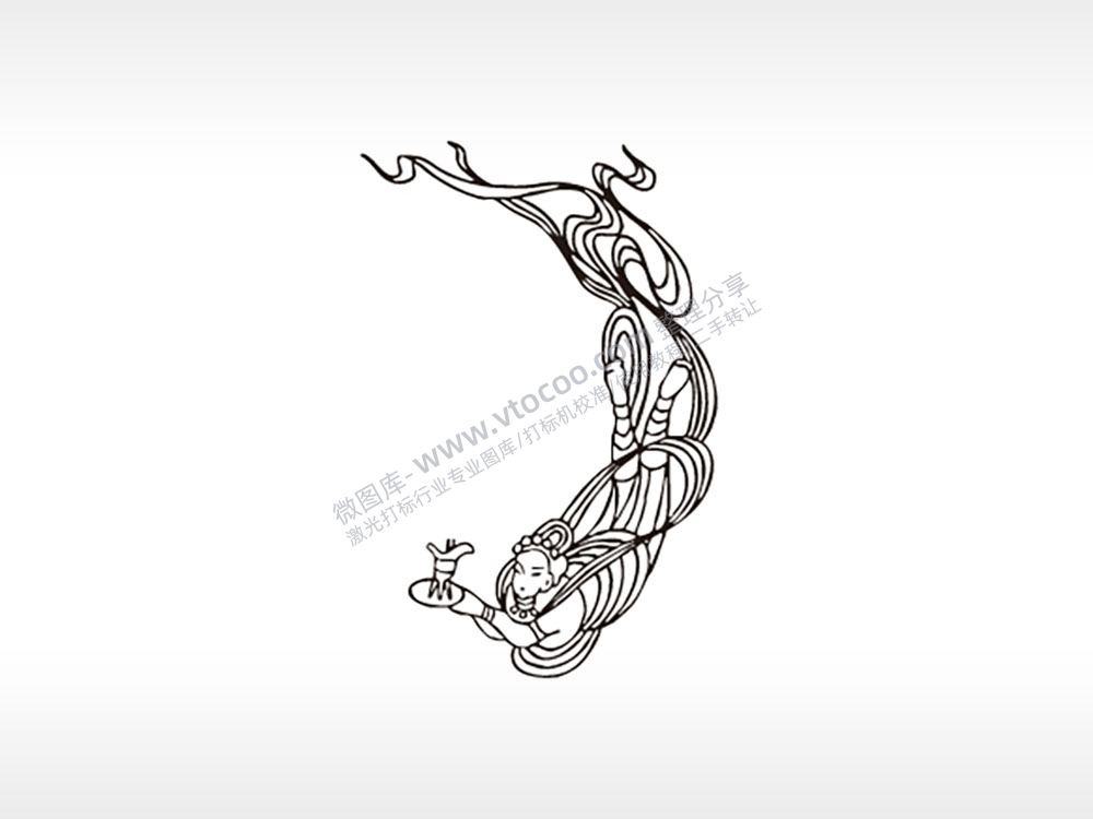 嫦娥飞舞中秋节日快乐AI8.0格式激光打标文件通用矢量图