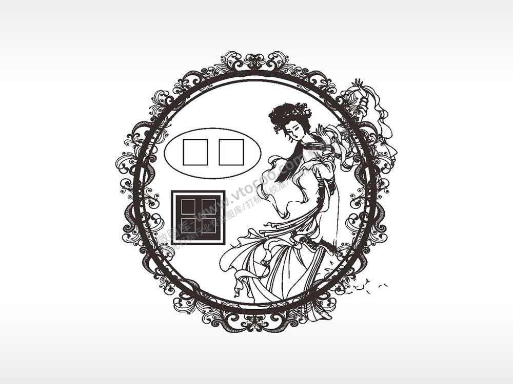 嫦娥传说中秋节日快乐AI8.0格式激光打标文件通用矢量图