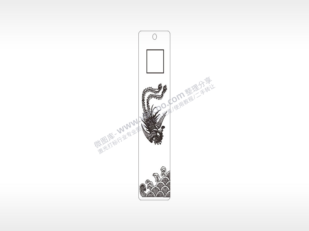 凤凰波涛汹涌水墨画书筒竹筒AI8.0格式激光打标文件通用矢量图