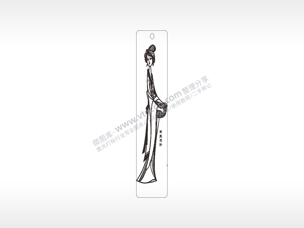 西施浣纱水墨画书筒竹筒AI8.0格式激光打标文件通用矢量图