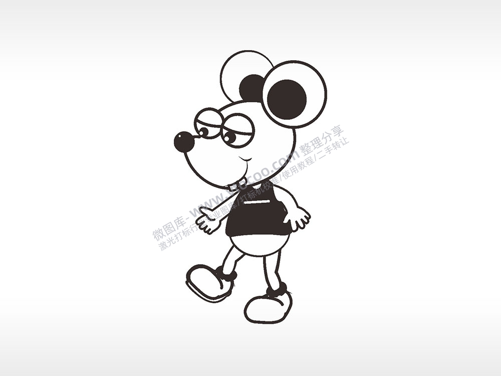 卡通老鼠kiki AI8.0格式激光打标文件通用矢量图
