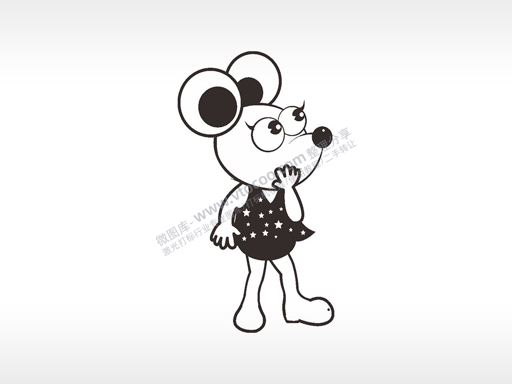 卡通老鼠kiki AI8.0格式激光打标文件通用矢量图
